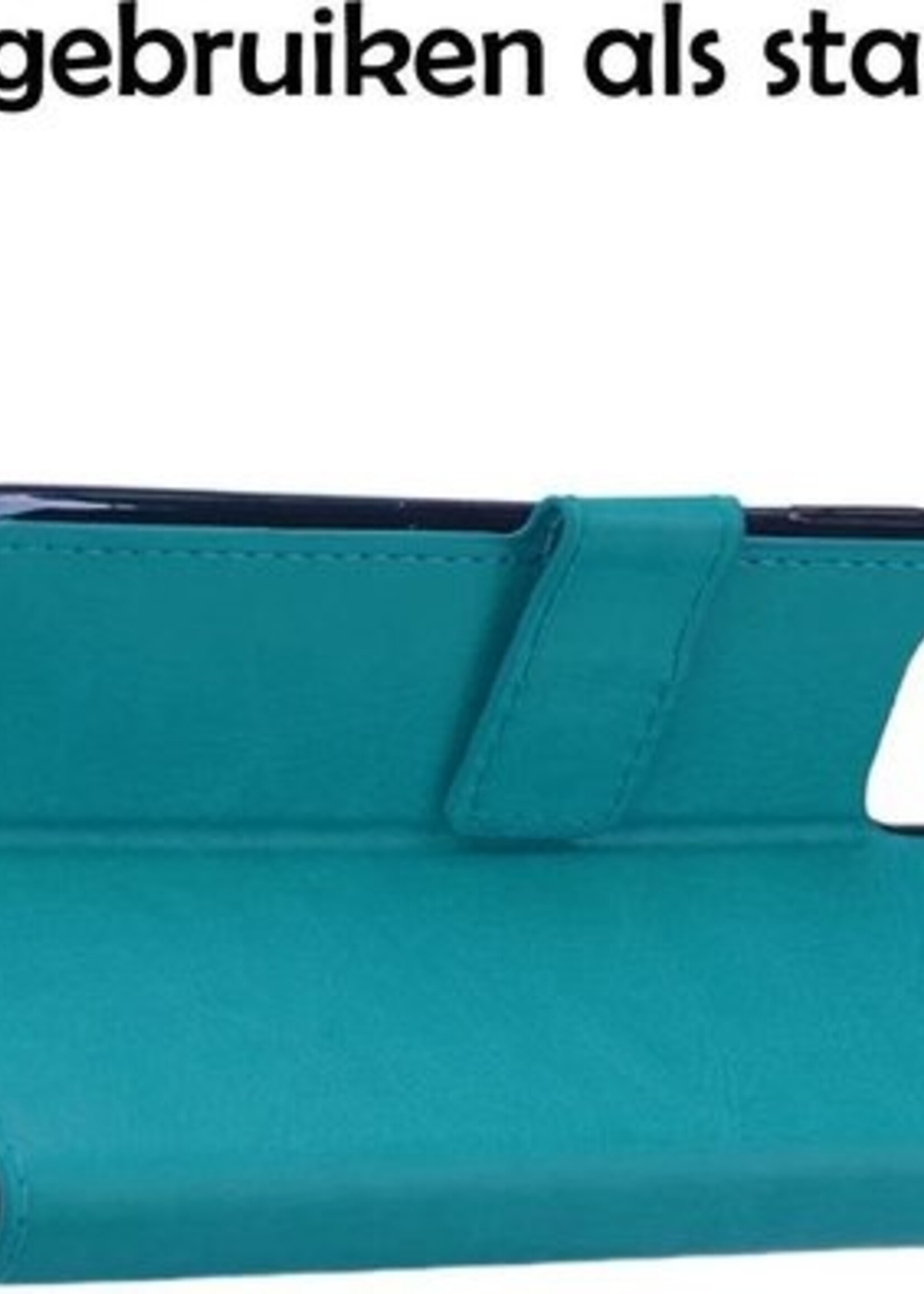 BTH Hoesje Geschikt voor iPhone 12 Pro Max Hoesje Book Case Hoes Portemonnee Cover Walletcase Met Screenprotector - Hoes Geschikt voor iPhone 12 Pro Max Hoes Bookcase Hoesje - Turquoise