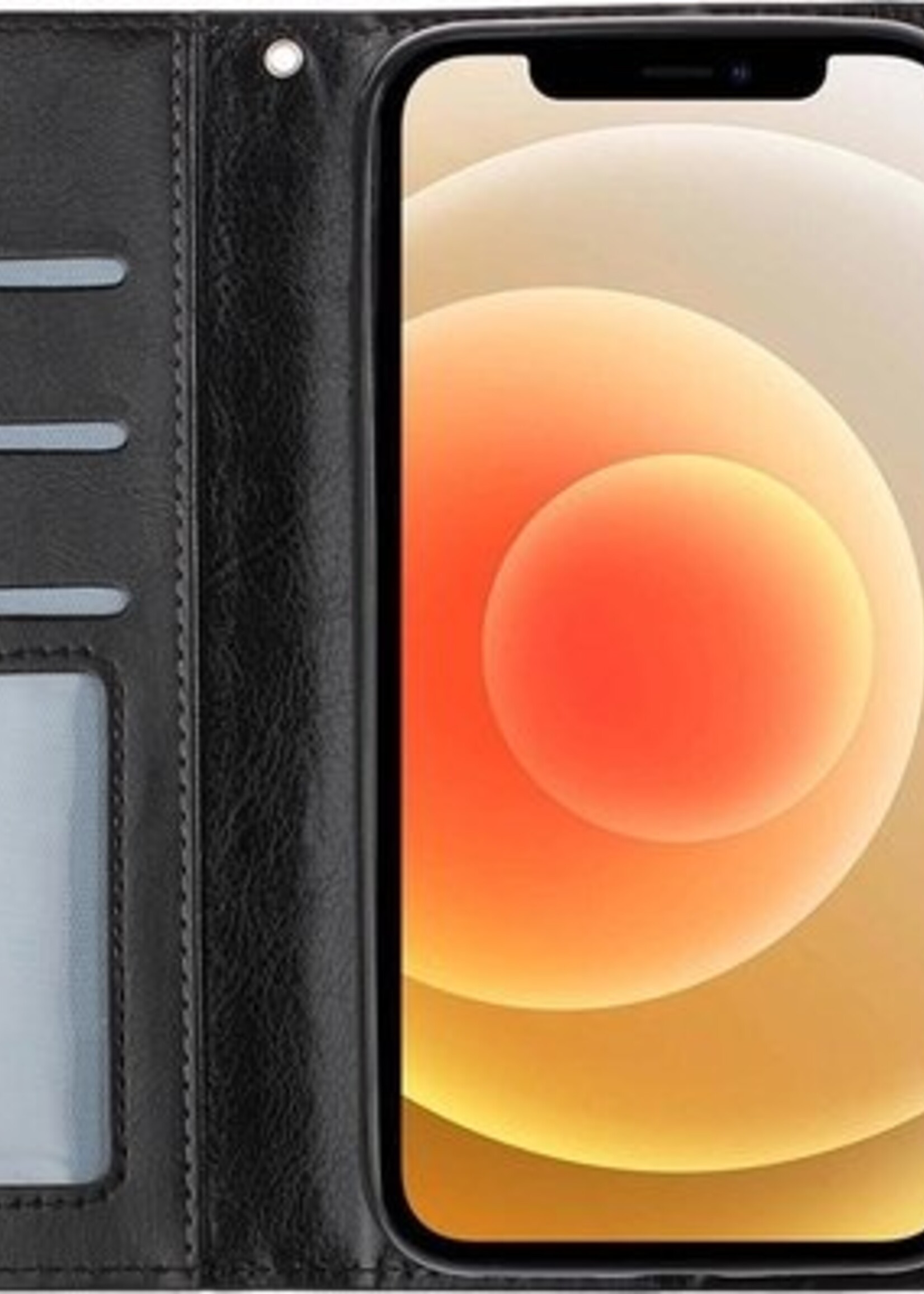 BTH Hoesje Geschikt voor iPhone 12 Pro Max Hoesje Book Case Hoes Portemonnee Cover Walletcase Met Screenprotector - Hoes Geschikt voor iPhone 12 Pro Max Hoes Bookcase Hoesje - Zwart