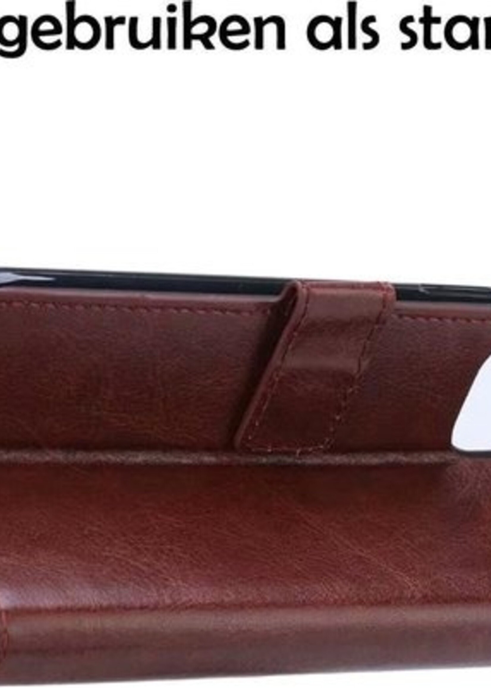 BTH Hoesje Geschikt voor iPhone 12 Pro Max Hoesje Book Case Hoes Portemonnee Cover Walletcase Met 2x Screenprotector - Hoes Geschikt voor iPhone 12 Pro Max Hoes Bookcase Hoesje - Bruin