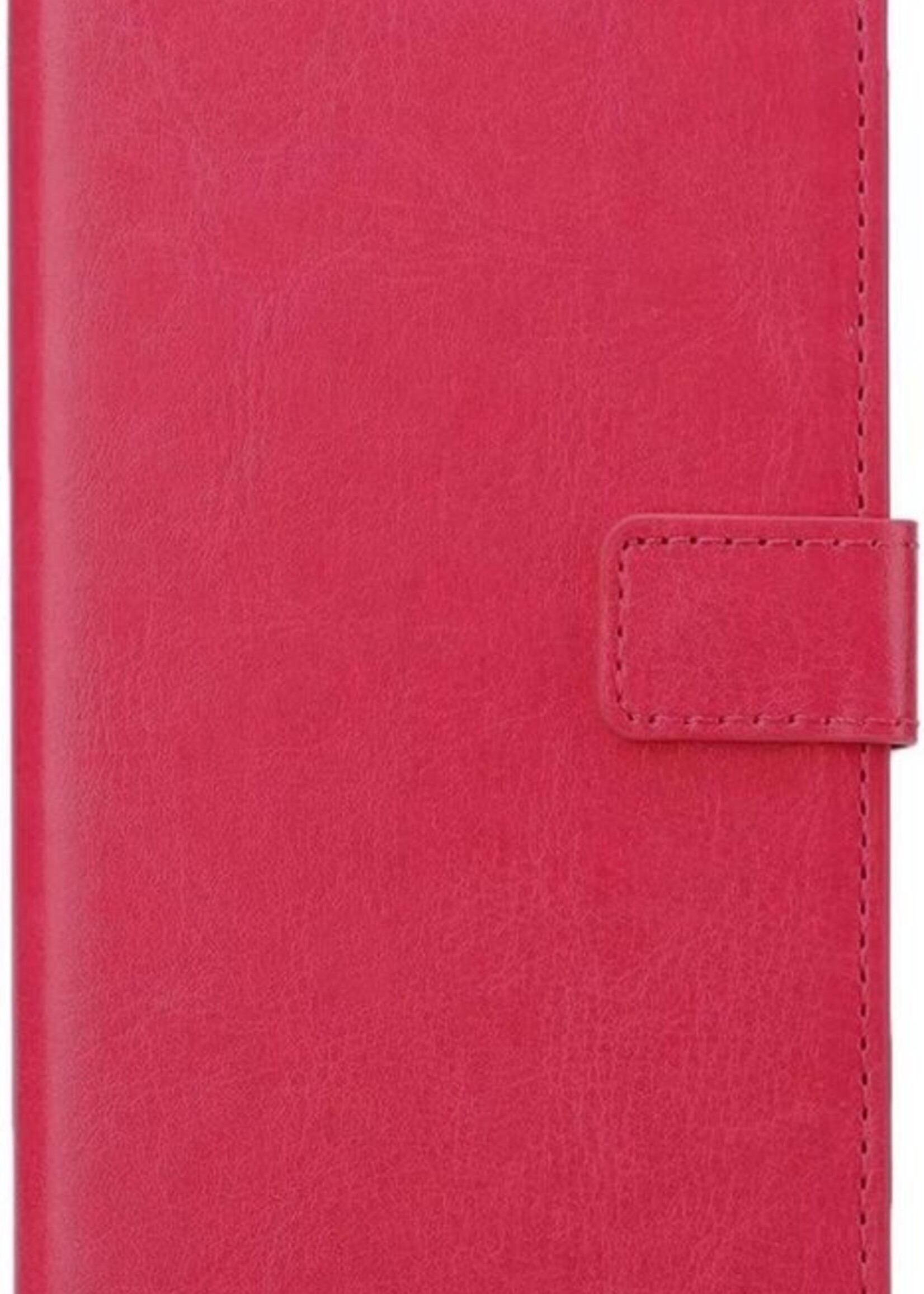 BTH Hoesje Geschikt voor iPhone 12 Pro Max Hoesje Book Case Hoes Portemonnee Cover Walletcase Met 2x Screenprotector - Hoes Geschikt voor iPhone 12 Pro Max Hoes Bookcase Hoesje - Donkerroze