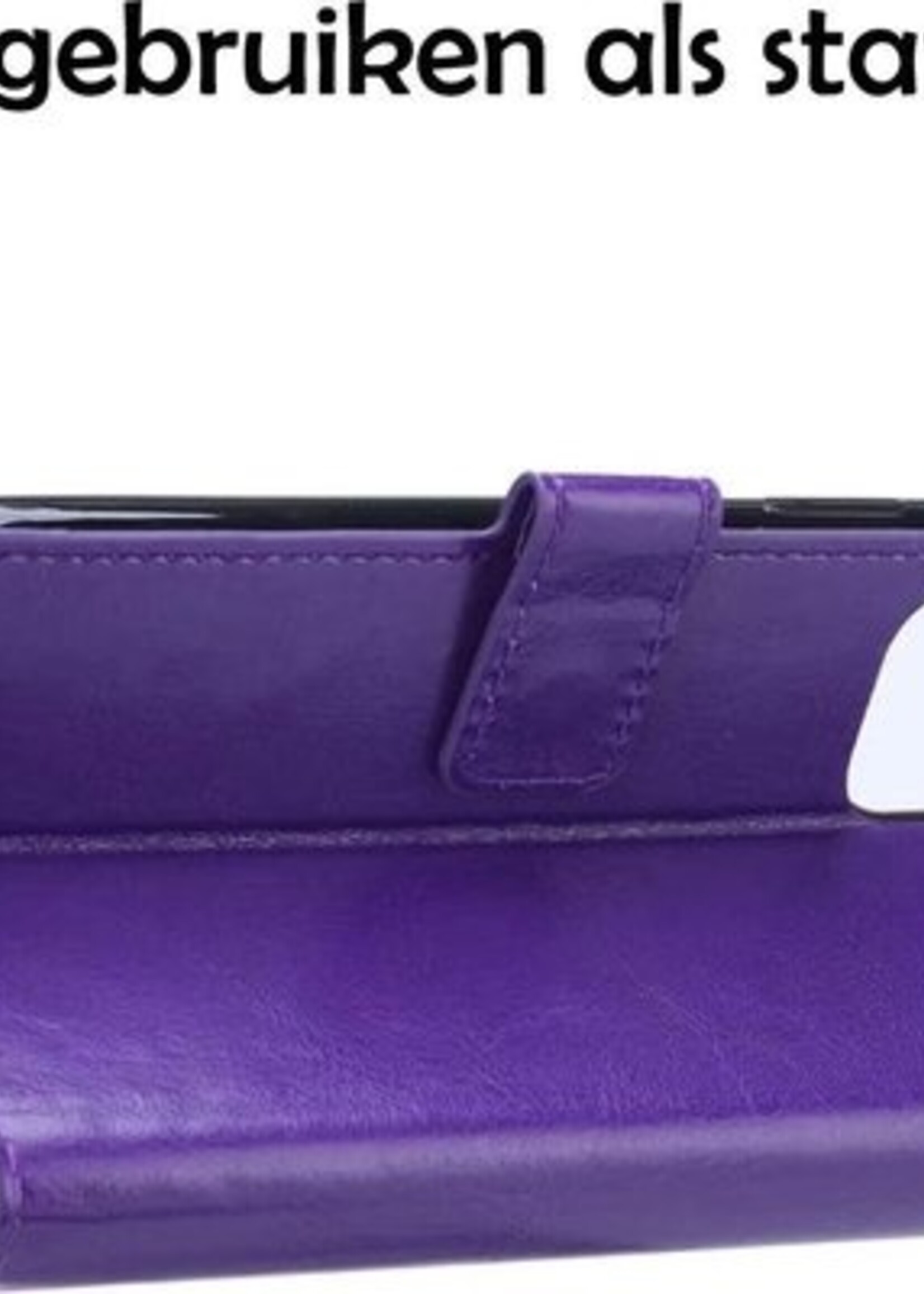 BTH Hoesje Geschikt voor iPhone 12 Pro Max Hoesje Book Case Hoes Portemonnee Cover Walletcase Met 2x Screenprotector - Hoes Geschikt voor iPhone 12 Pro Max Hoes Bookcase Hoesje - Paars