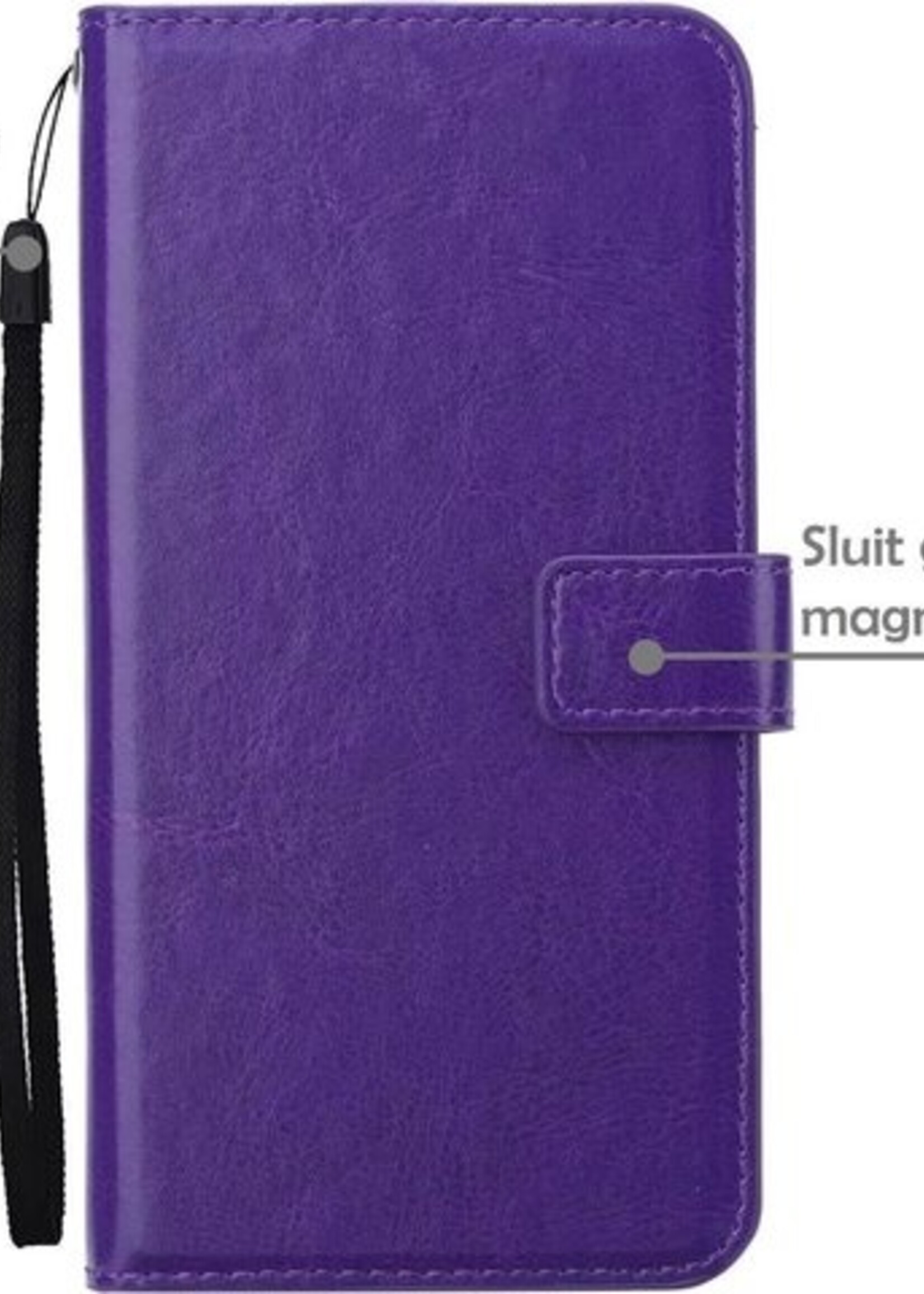 BTH Hoesje Geschikt voor iPhone 12 Pro Max Hoesje Book Case Hoes Portemonnee Cover Walletcase Met 2x Screenprotector - Hoes Geschikt voor iPhone 12 Pro Max Hoes Bookcase Hoesje - Paars