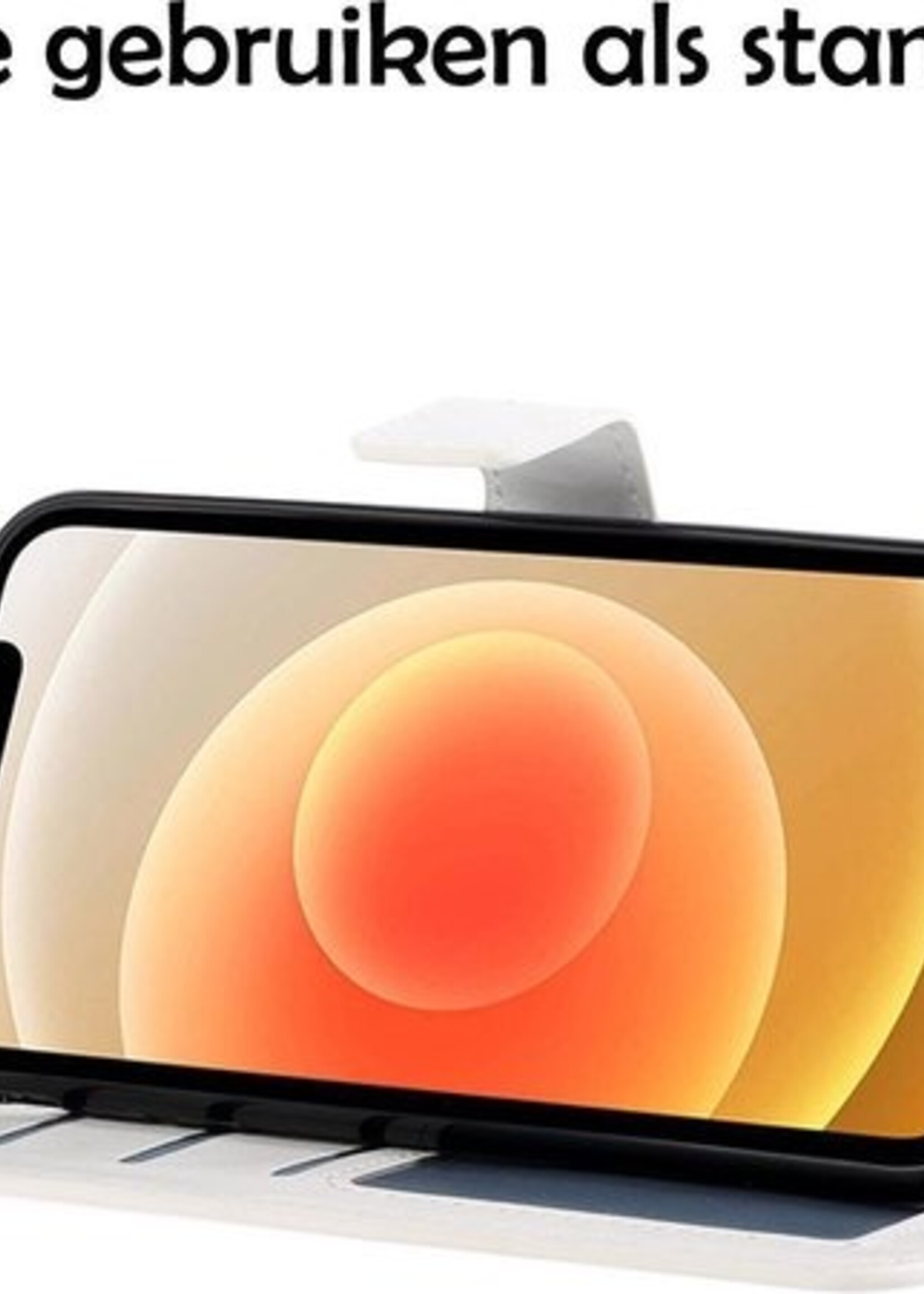 BTH Hoesje Geschikt voor iPhone 12 Pro Max Hoesje Book Case Hoes Portemonnee Cover Walletcase Met 2x Screenprotector - Hoes Geschikt voor iPhone 12 Pro Max Hoes Bookcase Hoesje - Wit