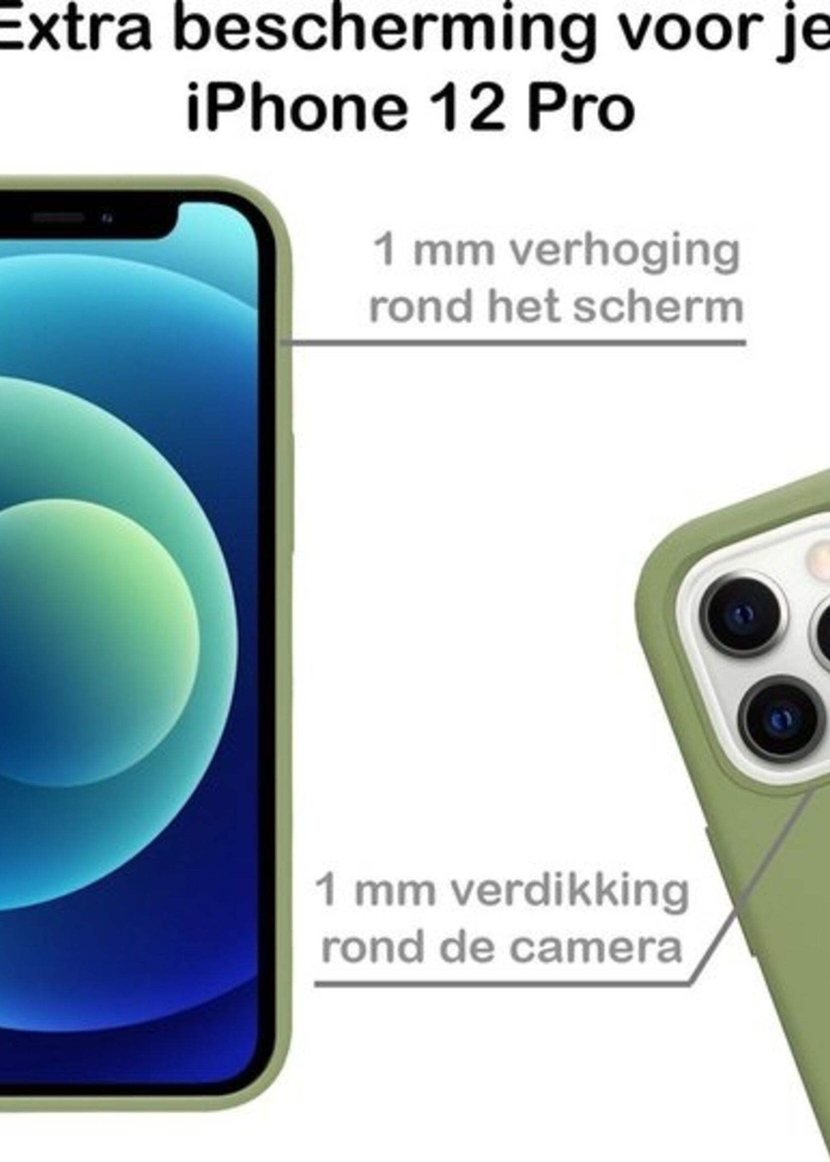 BTH Hoesje Geschikt voor iPhone 12 Pro Max Hoesje Siliconen Case Hoes Met Screenprotector - Hoes Geschikt voor iPhone 12 Pro Max Hoes Cover Case - Groen