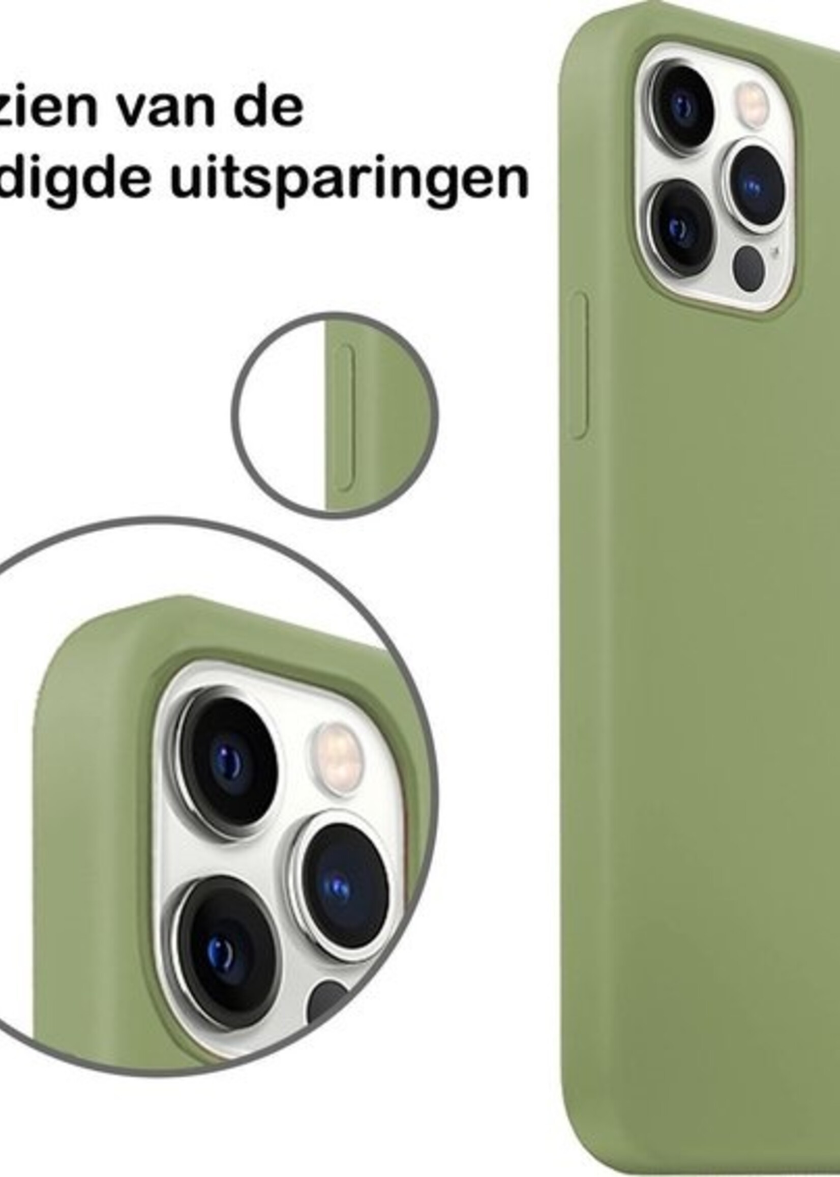 BTH Hoesje Geschikt voor iPhone 12 Pro Max Hoesje Siliconen Case Hoes Met Screenprotector - Hoes Geschikt voor iPhone 12 Pro Max Hoes Cover Case - Groen