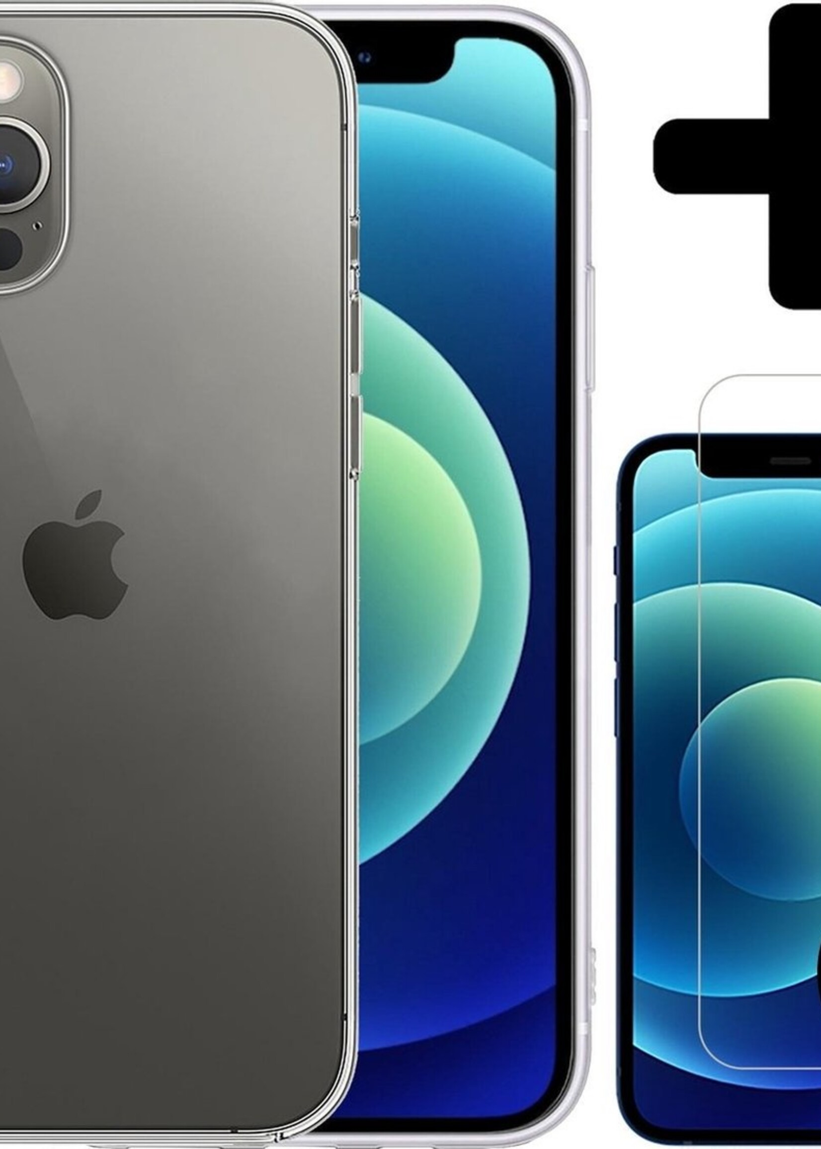 BTH Hoesje Geschikt voor iPhone 12 Pro Max Hoesje Siliconen Case Hoes Met 2x Screenprotector - Hoes Geschikt voor iPhone 12 Pro Max Hoes Cover Case - Transparant