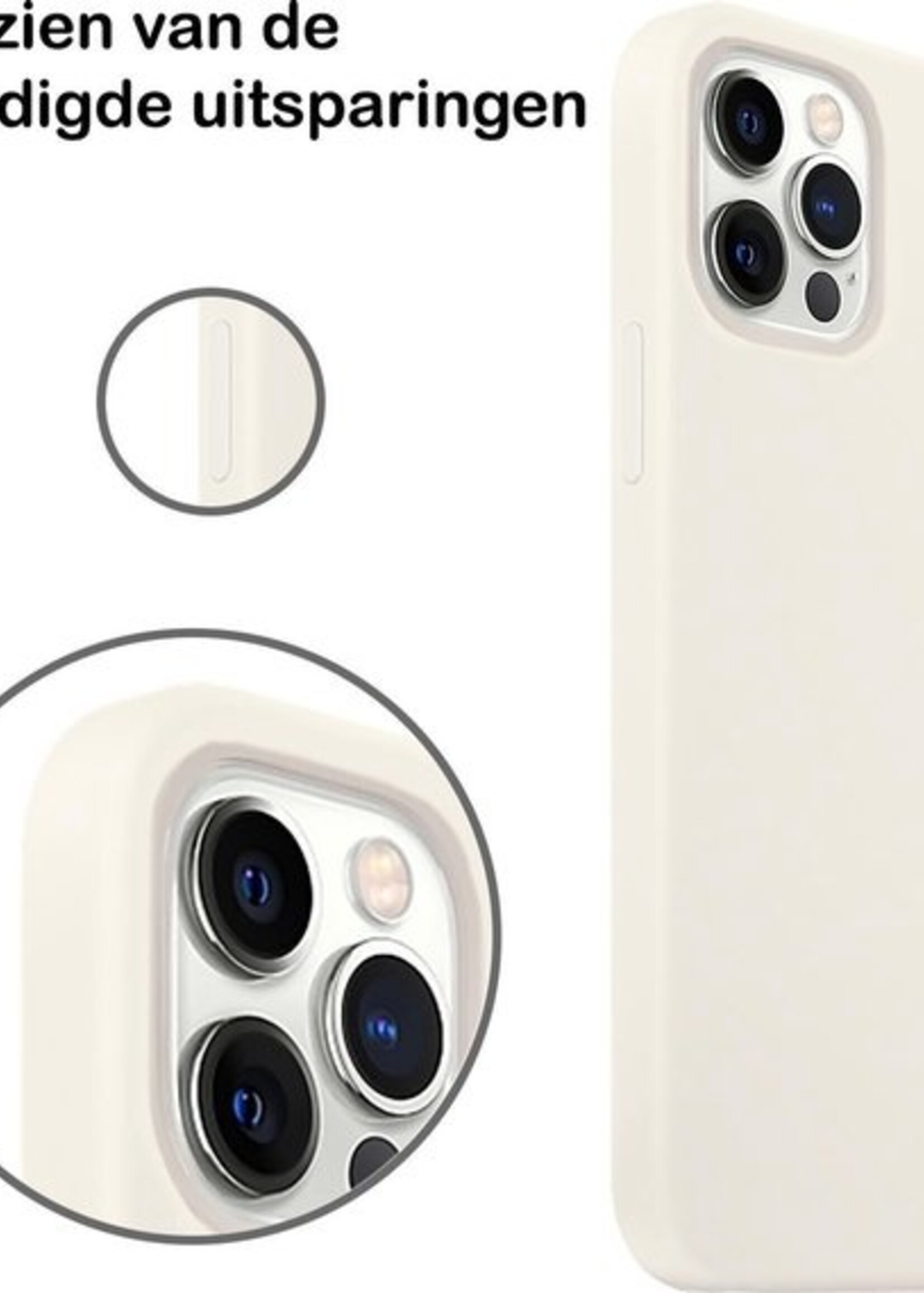 BTH Hoesje Geschikt voor iPhone 12 Pro Max Hoesje Siliconen Case Hoes Met 2x Screenprotector - Hoes Geschikt voor iPhone 12 Pro Max Hoes Cover Case - Wit