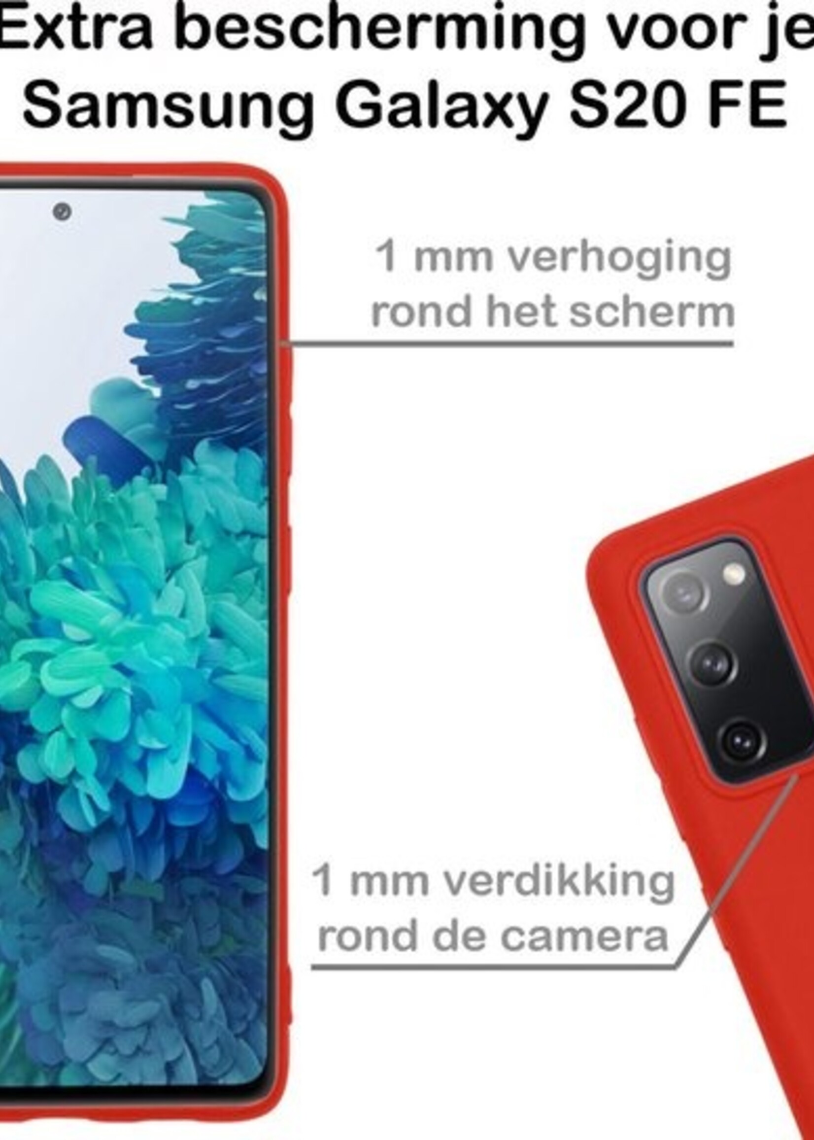 BTH Hoesje Geschikt voor Samsung S20 FE Hoesje Siliconen Case Hoes - Hoes Geschikt voor Samsung Galaxy S20 FE Hoes Cover Case - Rood