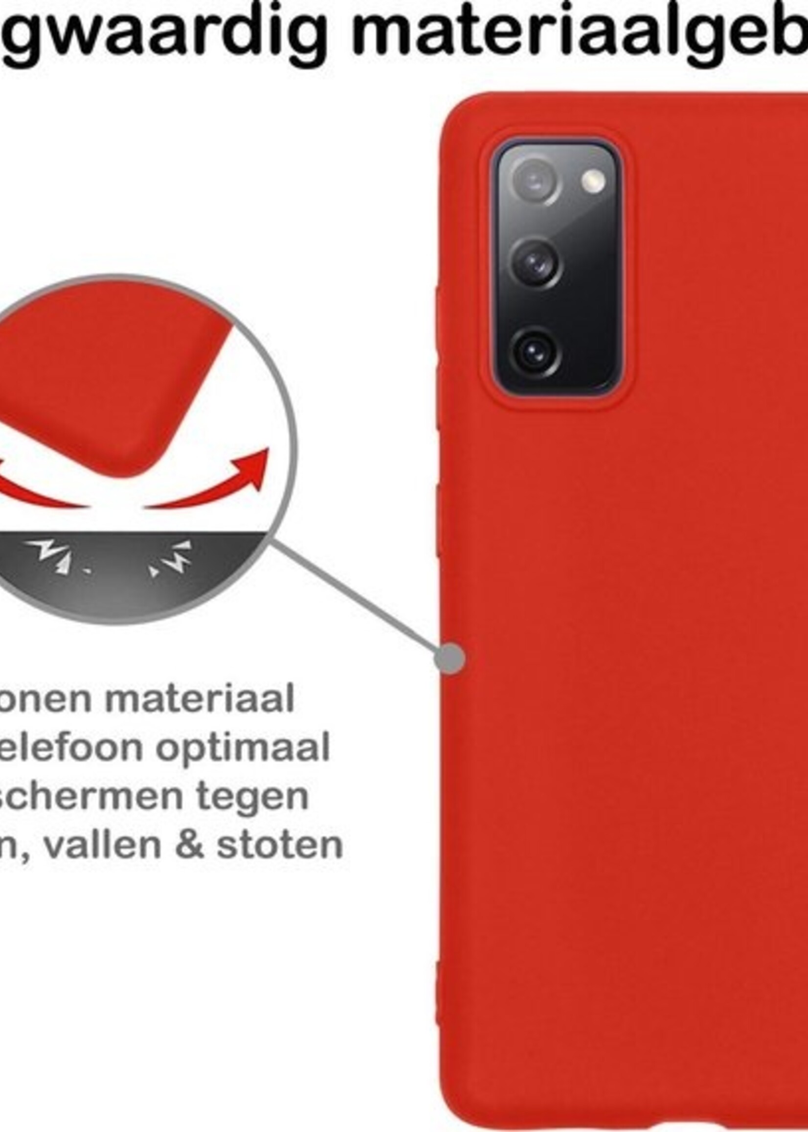 BTH Hoesje Geschikt voor Samsung S20 FE Hoesje Siliconen Case Hoes - Hoes Geschikt voor Samsung Galaxy S20 FE Hoes Cover Case - Rood