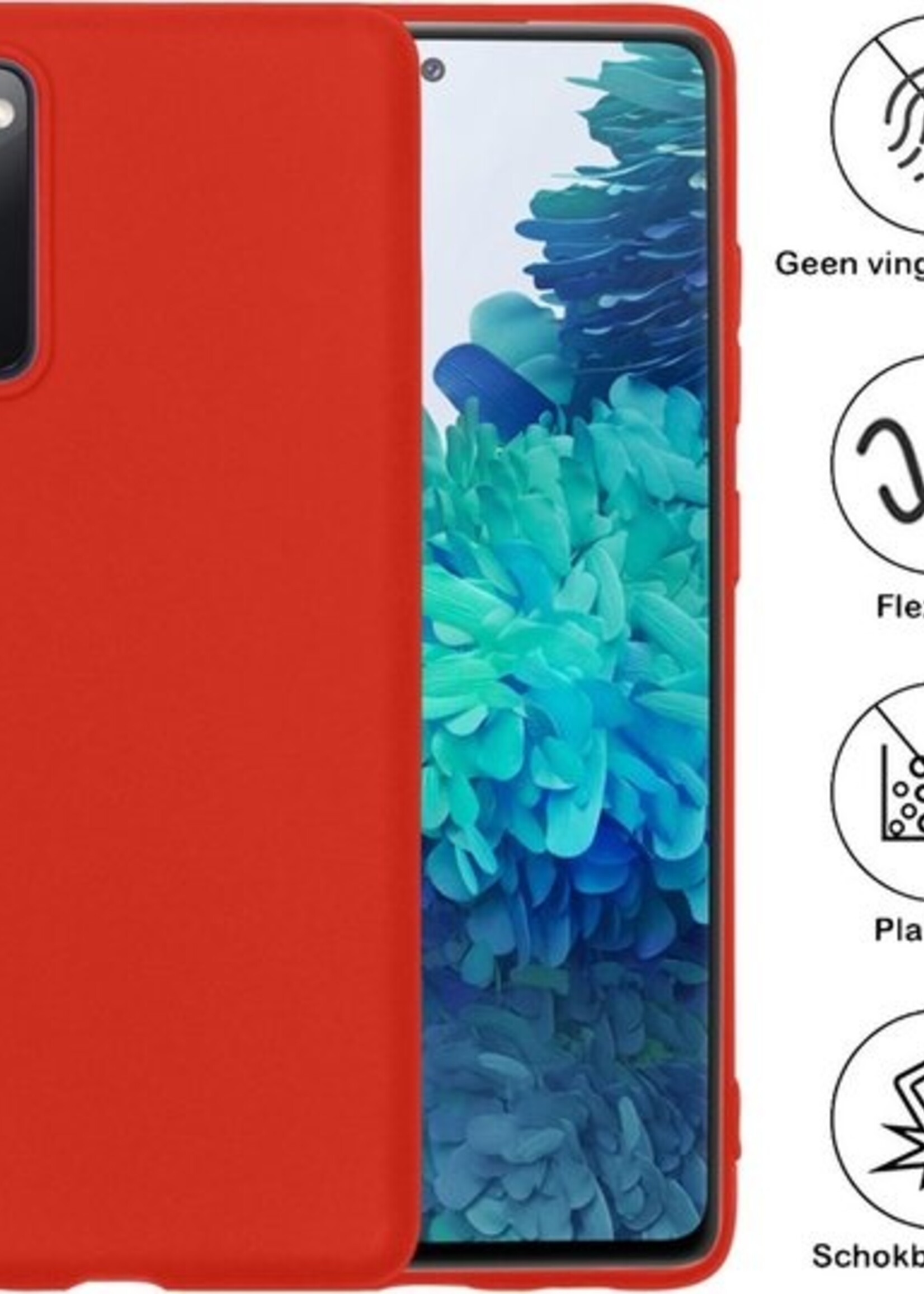 BTH Hoesje Geschikt voor Samsung S20 FE Hoesje Siliconen Case Hoes - Hoes Geschikt voor Samsung Galaxy S20 FE Hoes Cover Case - Rood