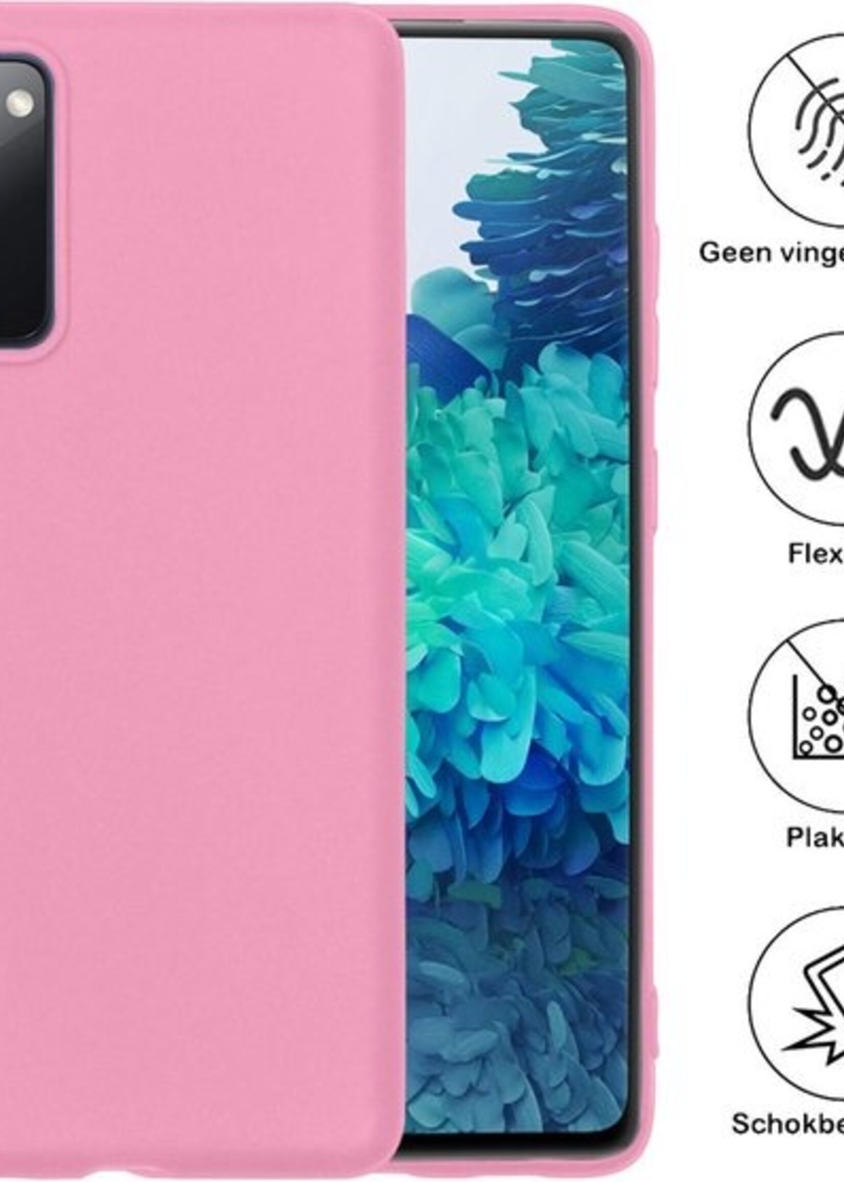 BTH Hoesje Geschikt voor Samsung S20 FE Hoesje Siliconen Case Hoes - Hoes Geschikt voor Samsung Galaxy S20 FE Hoes Cover Case - Roze
