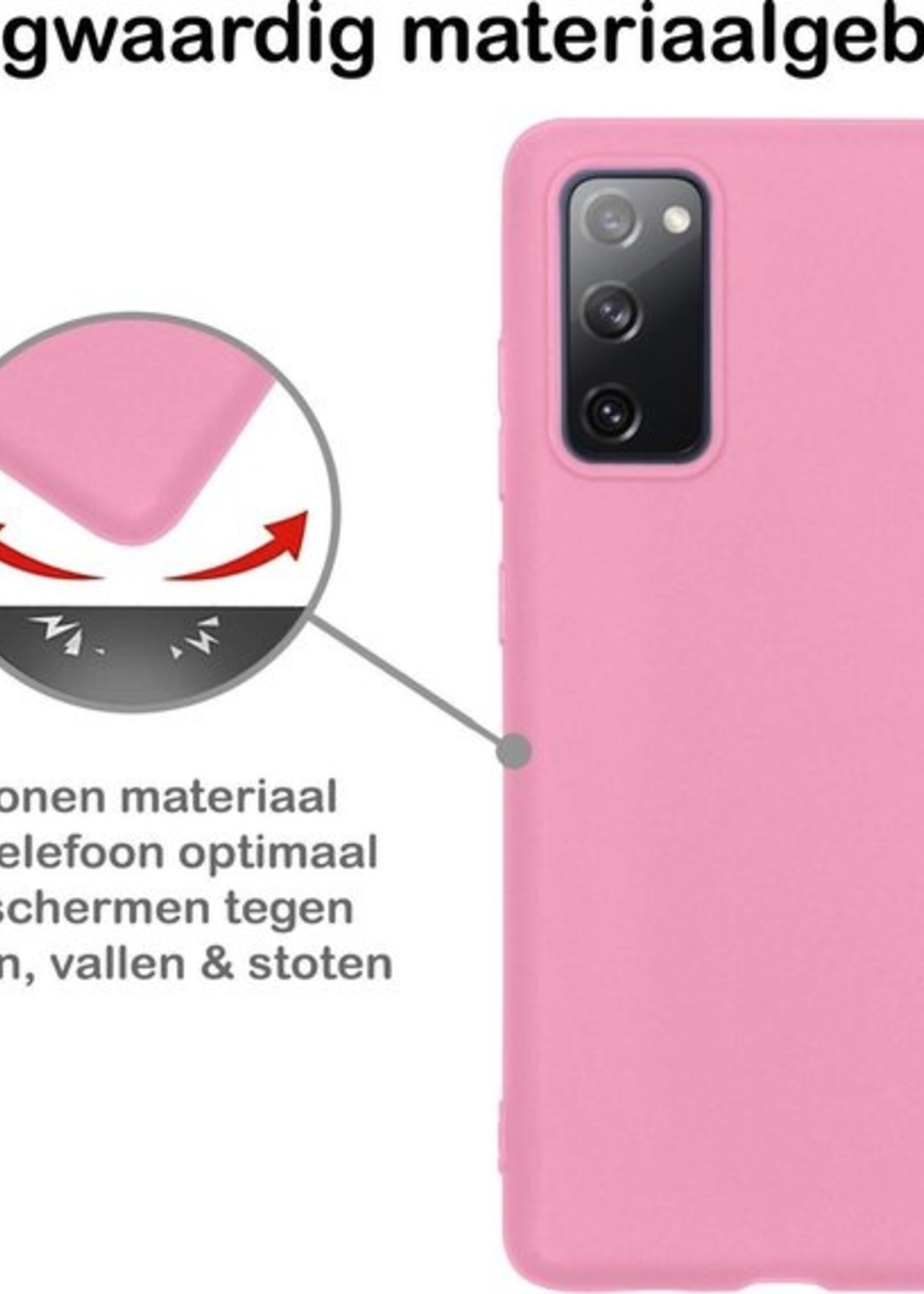 BTH Hoesje Geschikt voor Samsung S20 FE Hoesje Siliconen Case Hoes - Hoes Geschikt voor Samsung Galaxy S20 FE Hoes Cover Case - Roze