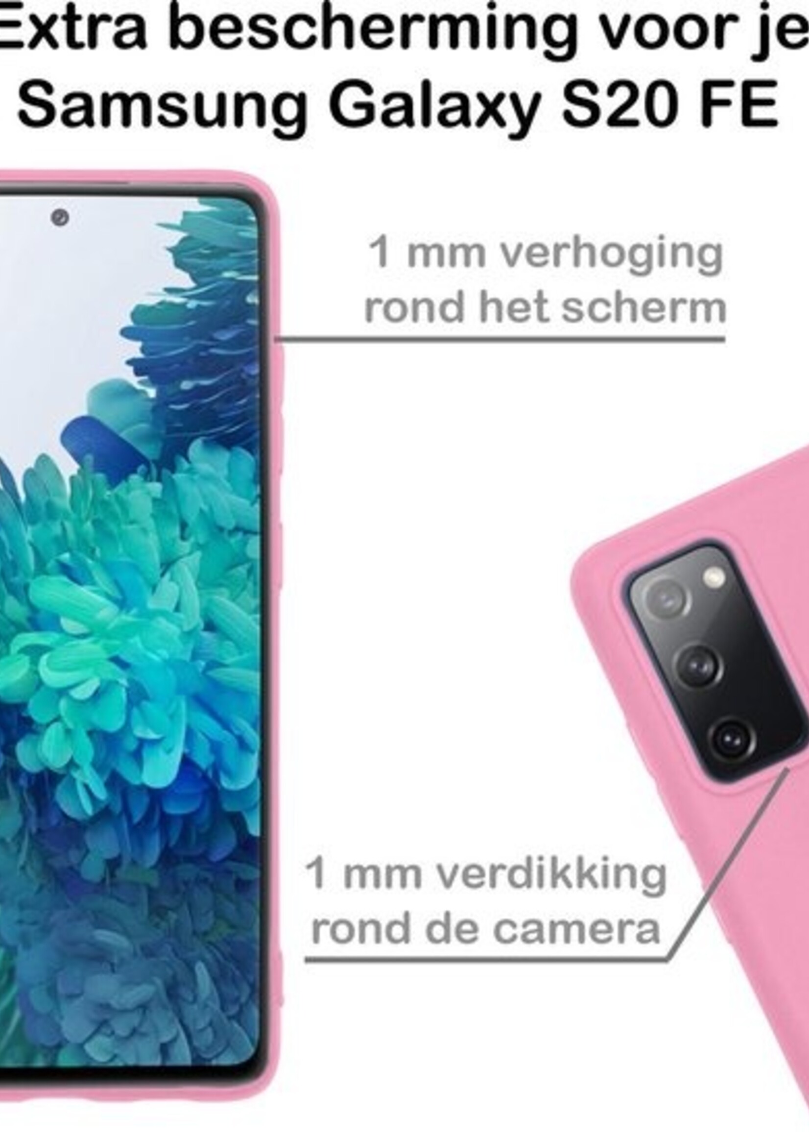 BTH Hoesje Geschikt voor Samsung S20 FE Hoesje Siliconen Case Hoes - Hoes Geschikt voor Samsung Galaxy S20 FE Hoes Cover Case - Roze
