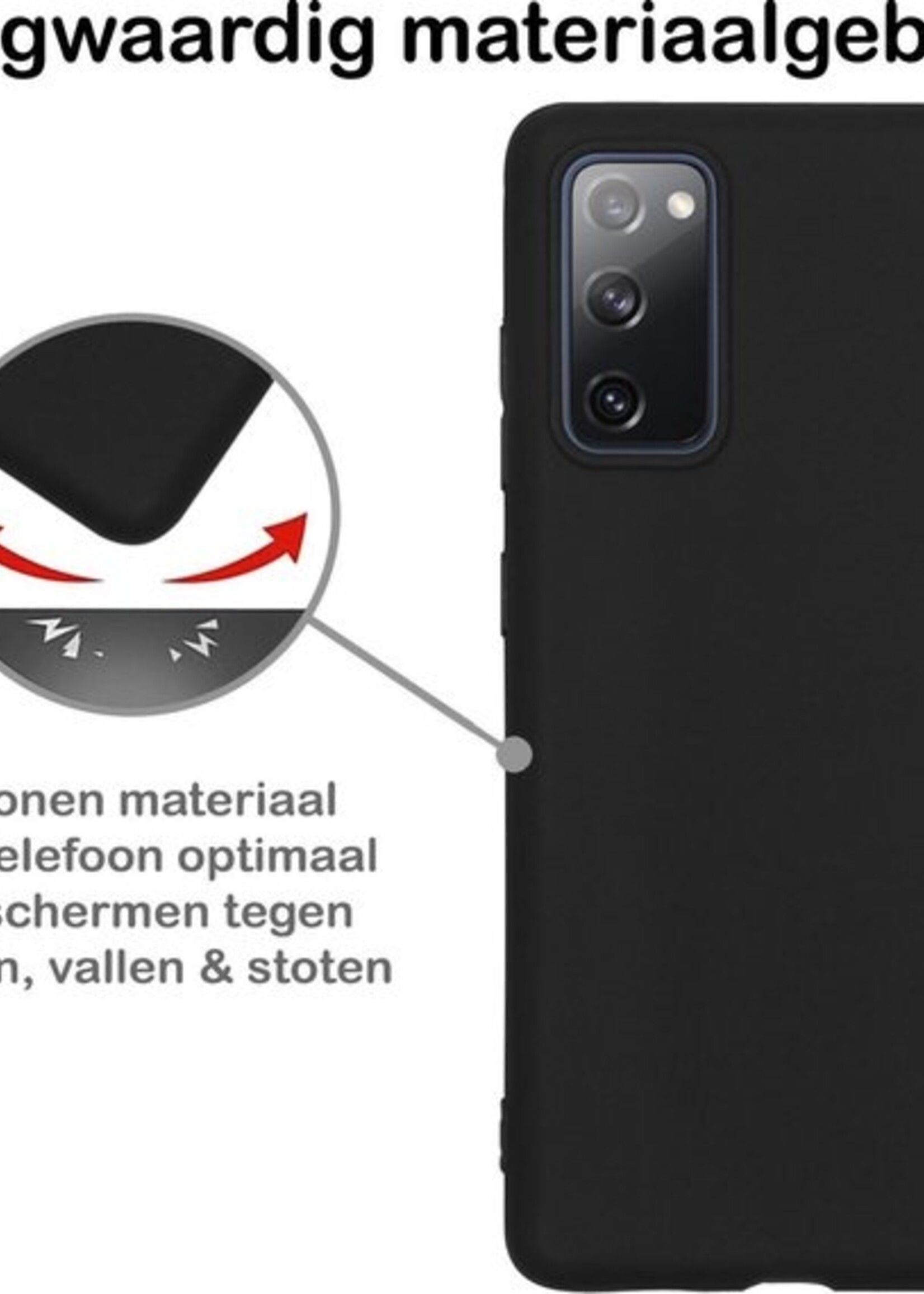BTH Hoesje Geschikt voor Samsung S20 FE Hoesje Siliconen Case Hoes - Hoes Geschikt voor Samsung Galaxy S20 FE Hoes Cover Case - Zwart - 2 PACK