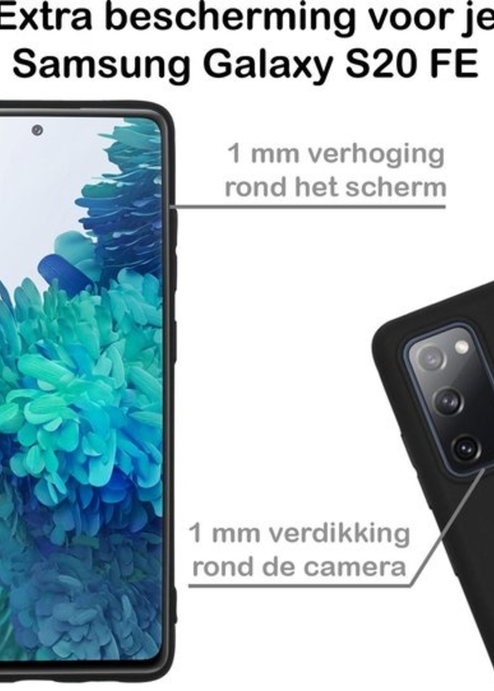 BTH Hoesje Geschikt voor Samsung S20 FE Hoesje Siliconen Case Hoes - Hoes Geschikt voor Samsung Galaxy S20 FE Hoes Cover Case - Zwart - 2 PACK