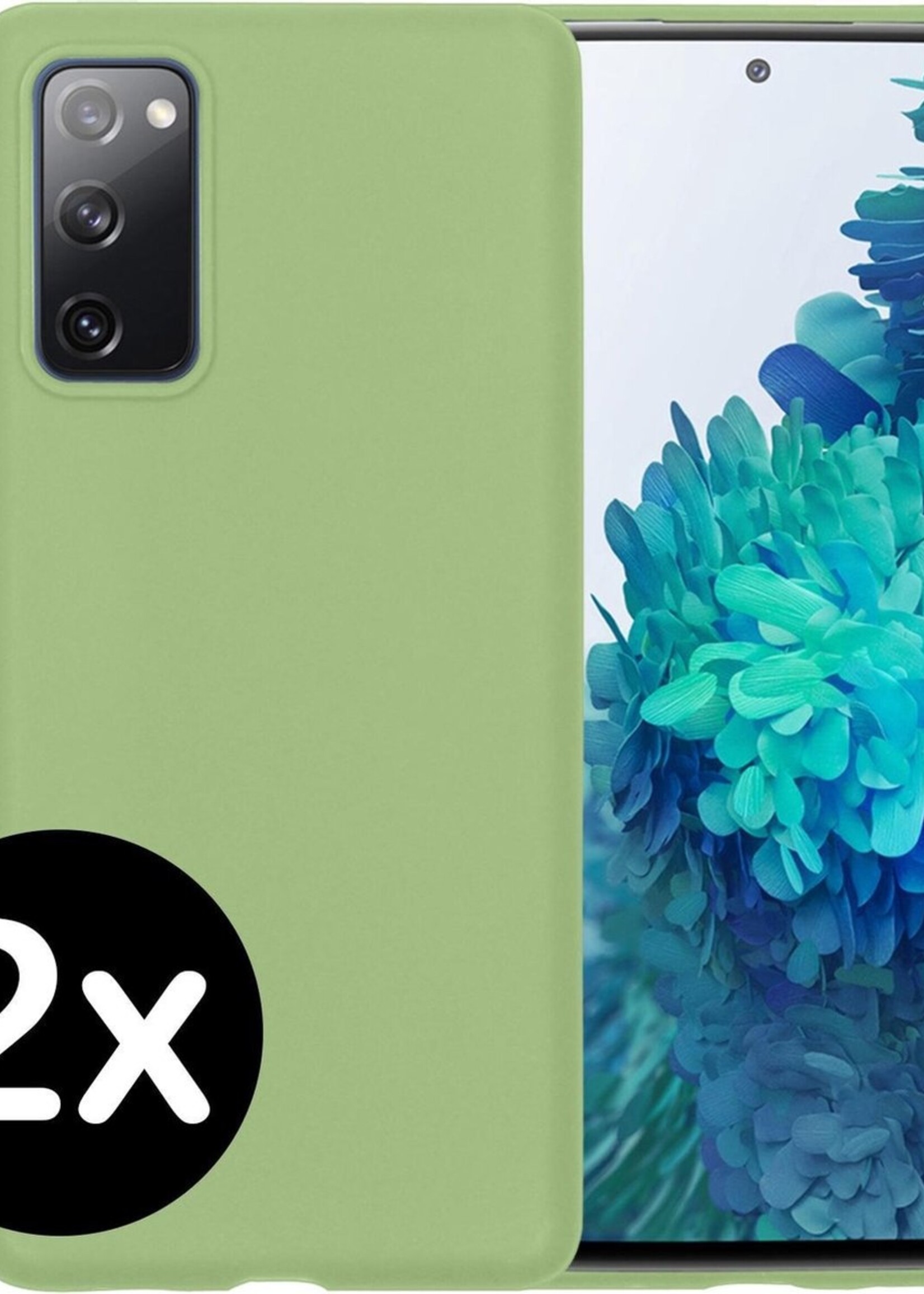 BTH Hoesje Geschikt voor Samsung S20 FE Hoesje Siliconen Case Hoes - Hoes Geschikt voor Samsung Galaxy S20 FE Hoes Cover Case - Groen - 2 PACK