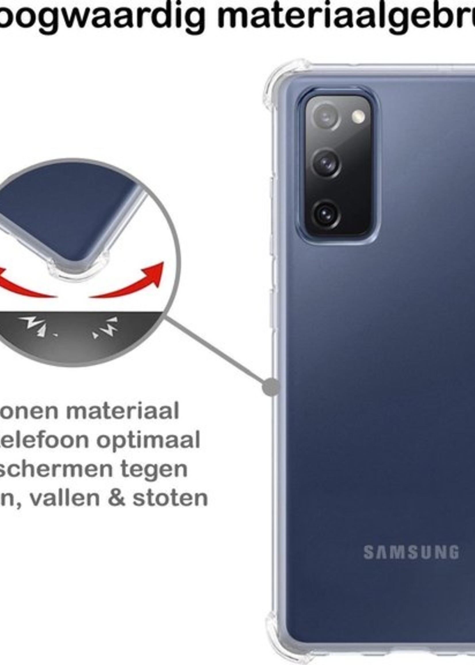 BTH Hoesje Geschikt voor Samsung S20 FE Hoesje Siliconen Shock Proof Case Hoes - Hoes Geschikt voor Samsung Galaxy S20 FE Hoes Cover Case Shockproof - Transparant - 2 PACK