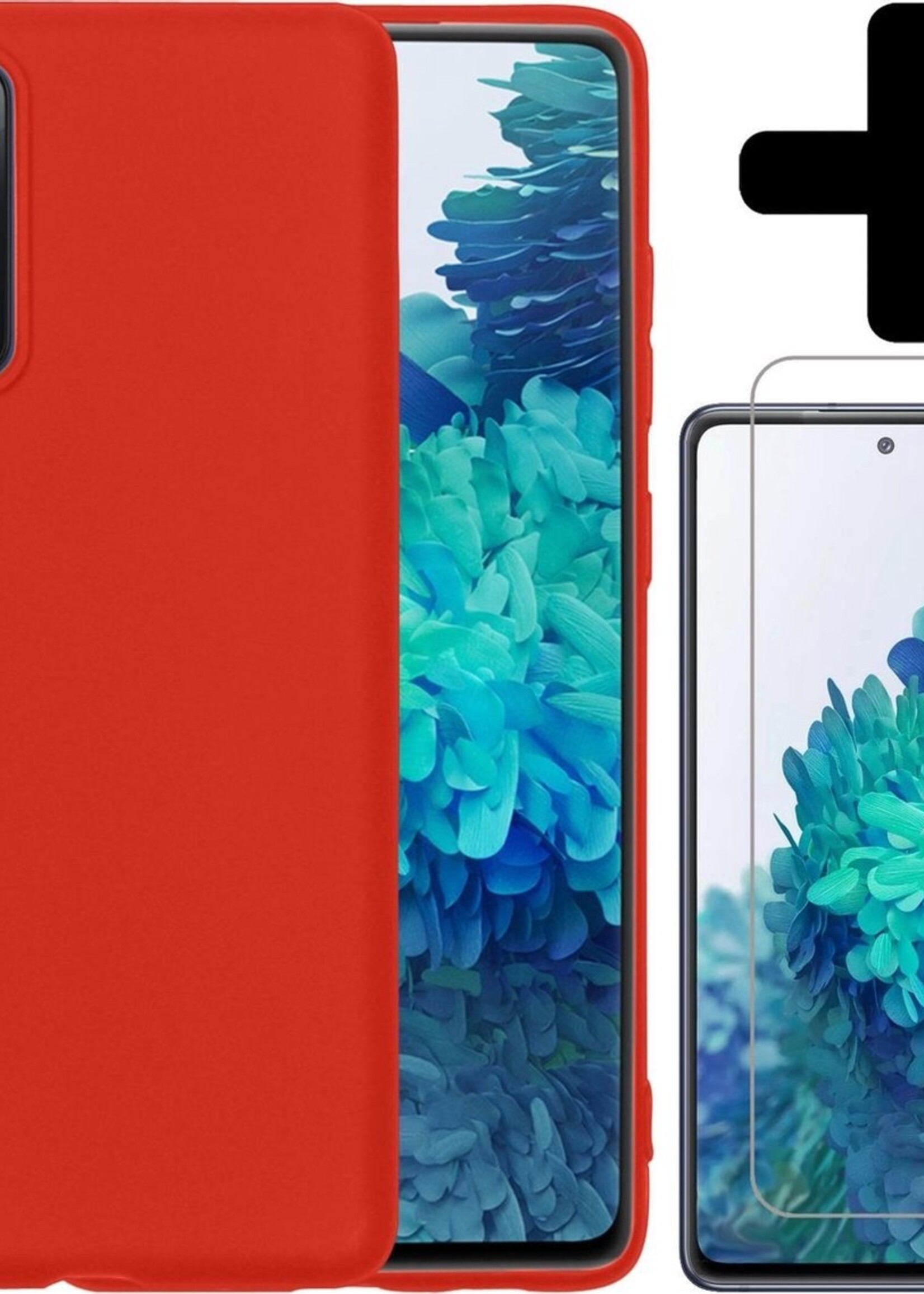 BTH Hoesje Geschikt voor Samsung S20 FE Hoesje Siliconen Case Hoes Met Screenprotector - Hoes Geschikt voor Samsung Galaxy S20 FE Hoes Cover Case - Rood