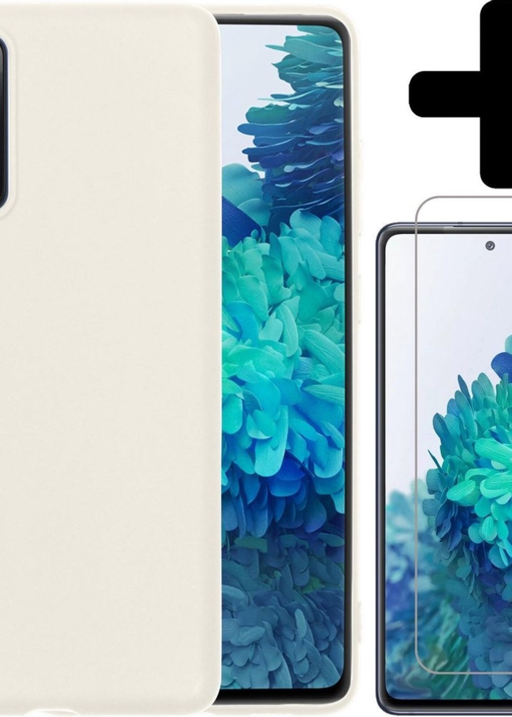 BTH Hoesje Geschikt voor Samsung S20 FE Hoesje Siliconen Case Hoes Met Screenprotector - Hoes Geschikt voor Samsung Galaxy S20 FE Hoes Cover Case - Wit