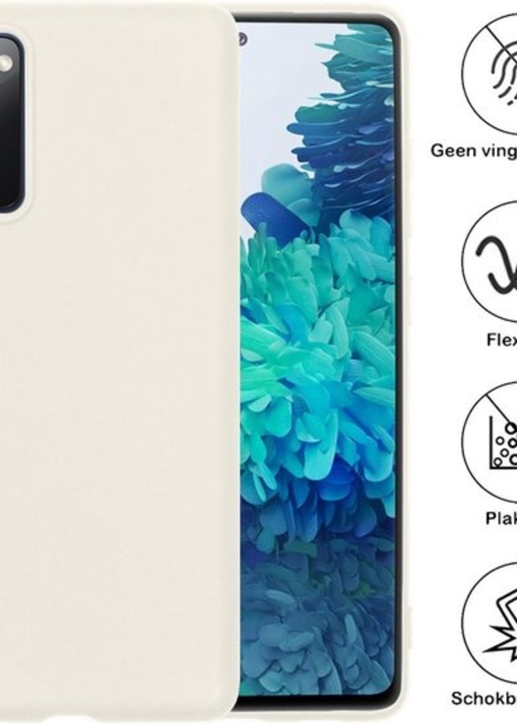 BTH Hoesje Geschikt voor Samsung S20 FE Hoesje Siliconen Case Hoes Met Screenprotector - Hoes Geschikt voor Samsung Galaxy S20 FE Hoes Cover Case - Wit