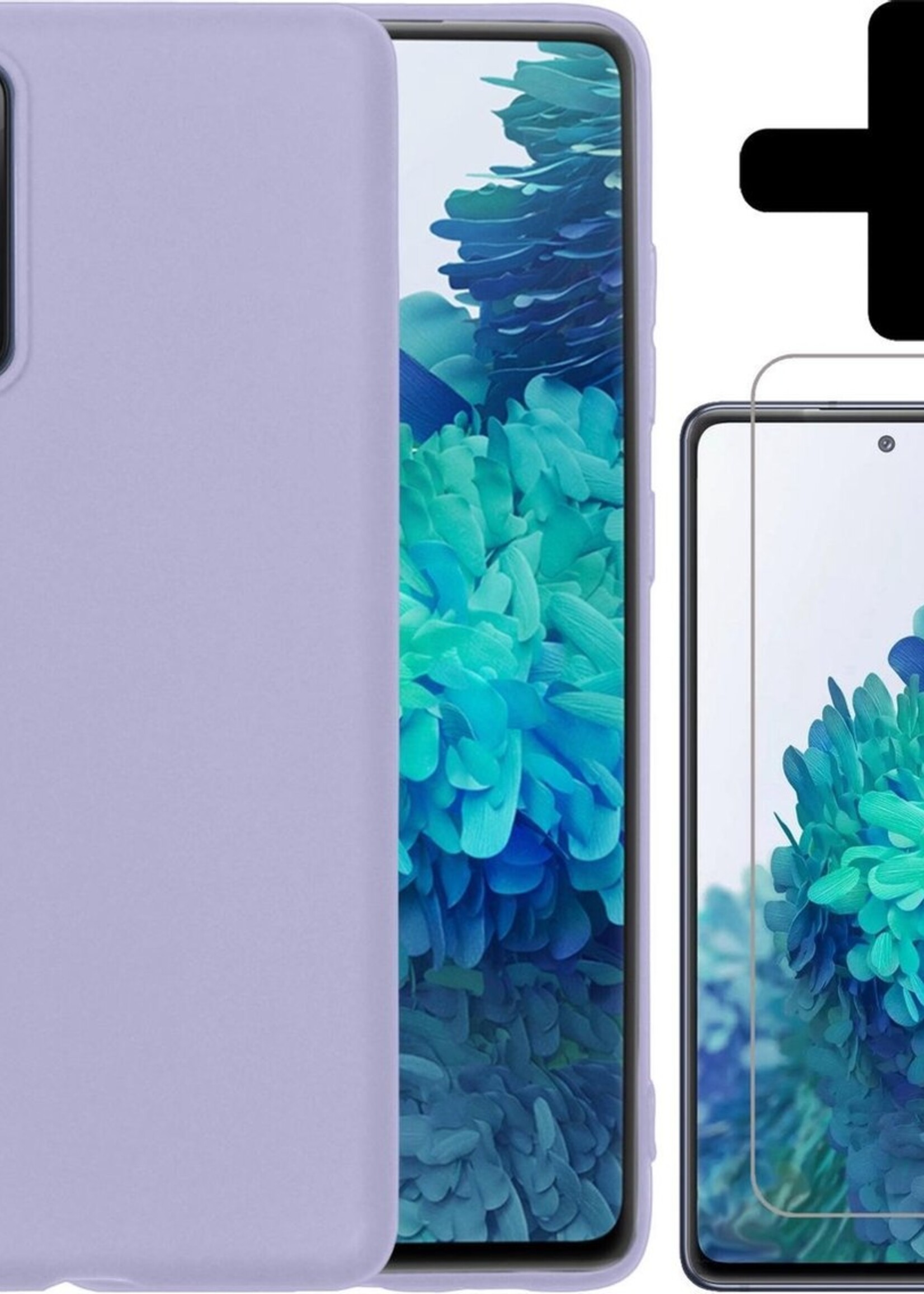 BTH Hoesje Geschikt voor Samsung S20 FE Hoesje Siliconen Case Hoes Met Screenprotector - Hoes Geschikt voor Samsung Galaxy S20 FE Hoes Cover Case - Lila