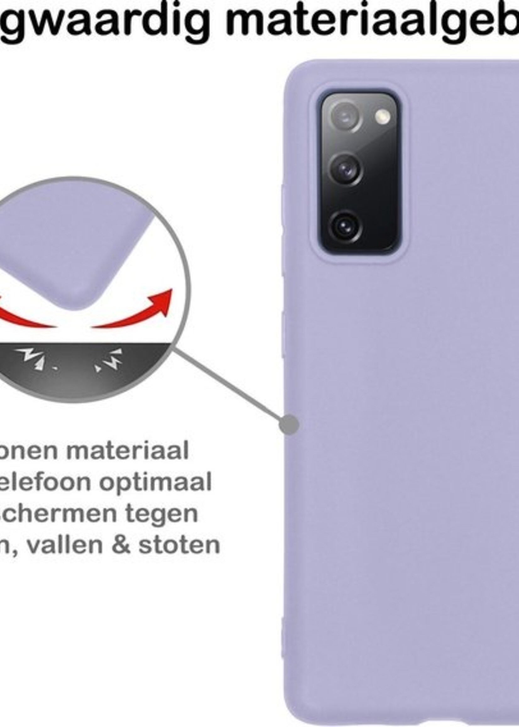 BTH Hoesje Geschikt voor Samsung S20 FE Hoesje Siliconen Case Hoes Met Screenprotector - Hoes Geschikt voor Samsung Galaxy S20 FE Hoes Cover Case - Lila