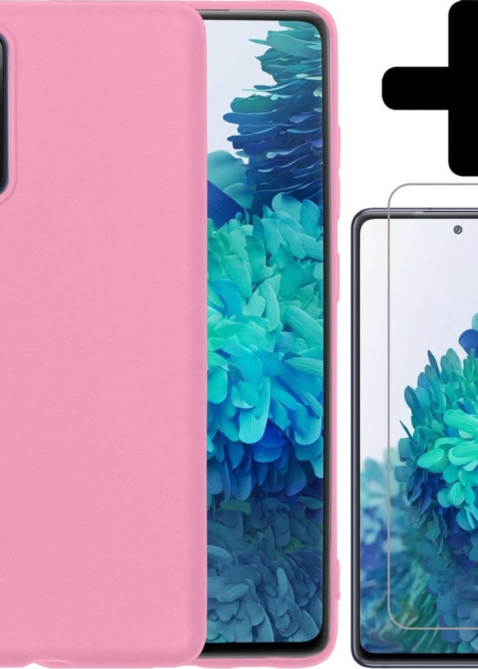 BTH Hoesje Geschikt voor Samsung S20 FE Hoesje Siliconen Case Hoes Met Screenprotector - Hoes Geschikt voor Samsung Galaxy S20 FE Hoes Cover Case - Lichtroze