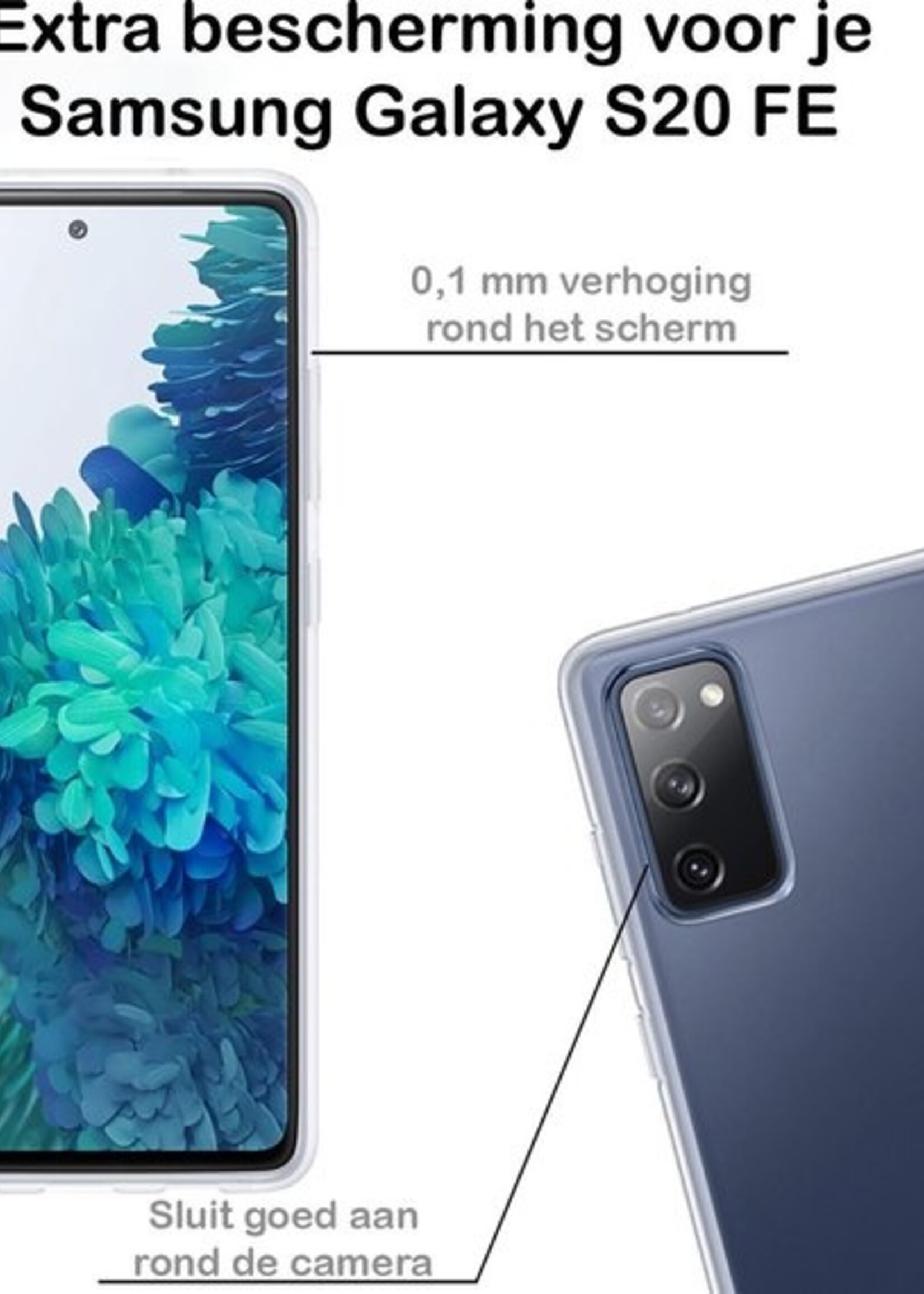 BTH Hoesje Geschikt voor Samsung S20 FE Hoesje Siliconen Case Hoes Met 2x Screenprotector - Hoes Geschikt voor Samsung Galaxy S20 FE Hoes Cover Case - Transparant