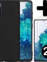 BTH BTH Samsung Galaxy S20 FE hoesje siliconen zwart met 2x screenprotector