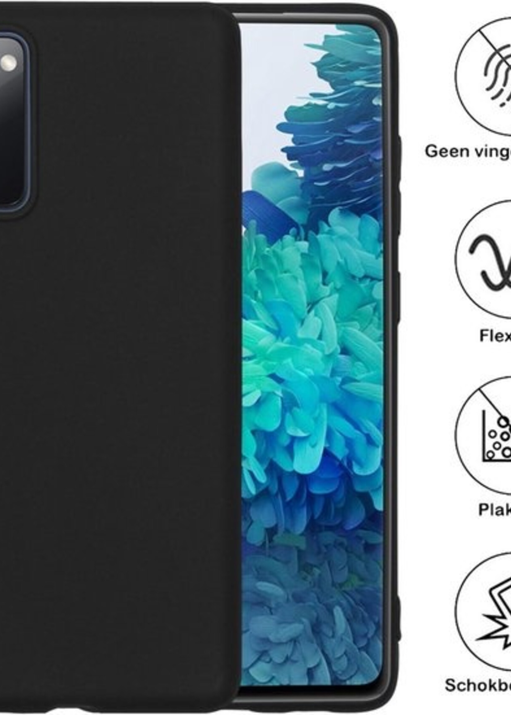BTH Hoesje Geschikt voor Samsung S20 FE Hoesje Siliconen Case Hoes Met 2x Screenprotector - Hoes Geschikt voor Samsung Galaxy S20 FE Hoes Cover Case - Zwart