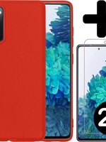 BTH BTH Samsung Galaxy S20 FE hoesje siliconen rood met 2x screenprotector