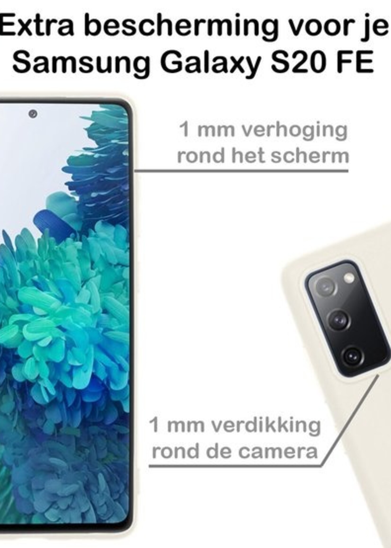 BTH Hoesje Geschikt voor Samsung S20 FE Hoesje Siliconen Case Hoes Met 2x Screenprotector - Hoes Geschikt voor Samsung Galaxy S20 FE Hoes Cover Case - Wit