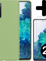 BTH BTH Samsung Galaxy S20 FE hoesje siliconen groen met 2x screenprotector