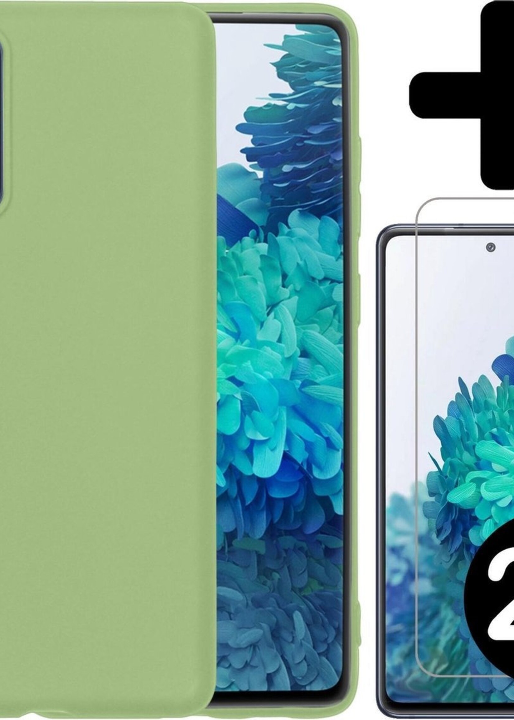 BTH Hoesje Geschikt voor Samsung S20 FE Hoesje Siliconen Case Hoes Met 2x Screenprotector - Hoes Geschikt voor Samsung Galaxy S20 FE Hoes Cover Case - Groen
