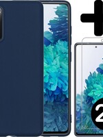 BTH BTH Samsung Galaxy S20 FE hoesje siliconen donkerblauw met 2x screenprotector