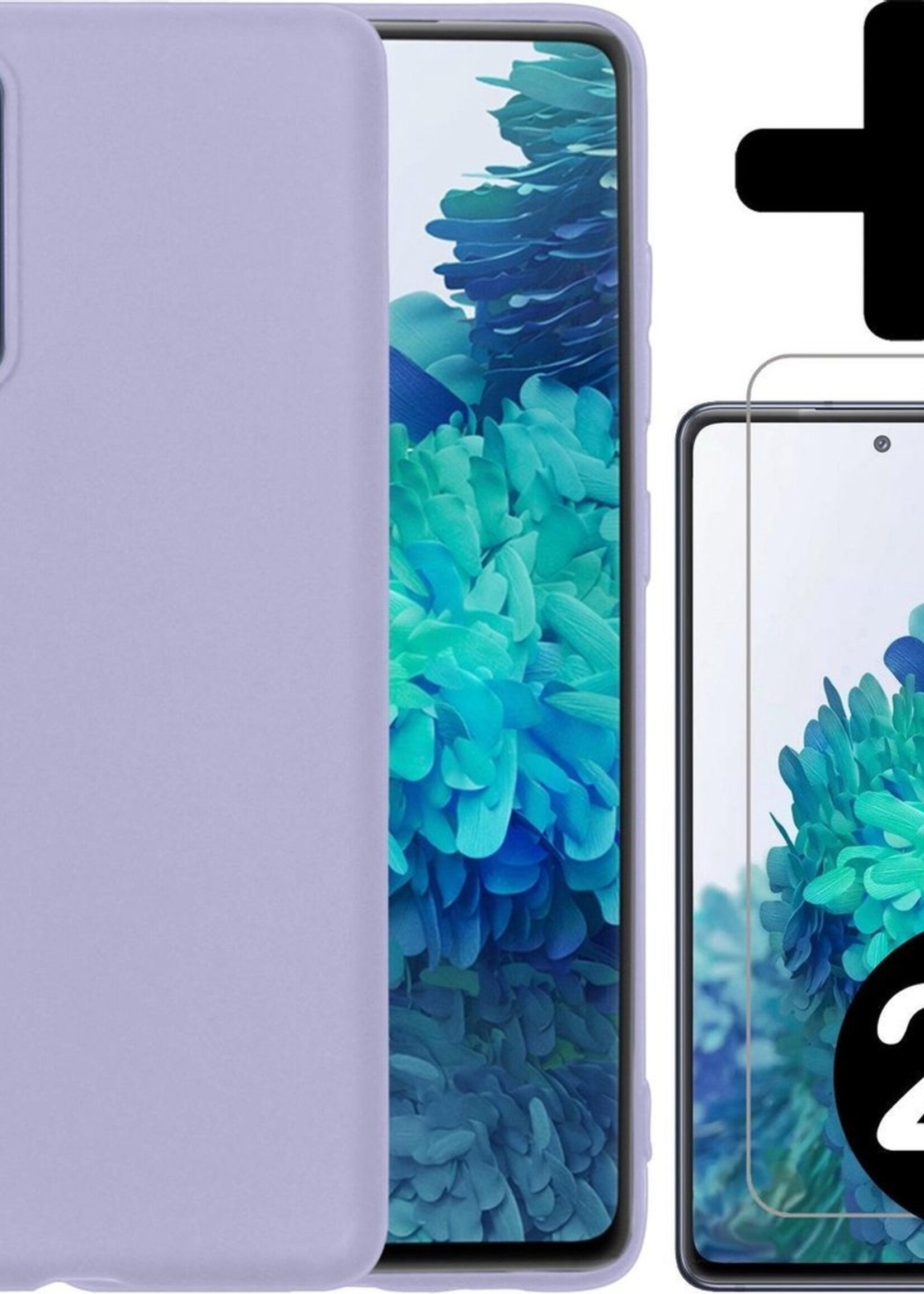 BTH Hoesje Geschikt voor Samsung S20 FE Hoesje Siliconen Case Hoes Met 2x Screenprotector - Hoes Geschikt voor Samsung Galaxy S20 FE Hoes Cover Case - Lila