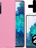 BTH BTH Samsung Galaxy S20 FE hoesje siliconen lichtroze met 2x screenprotector