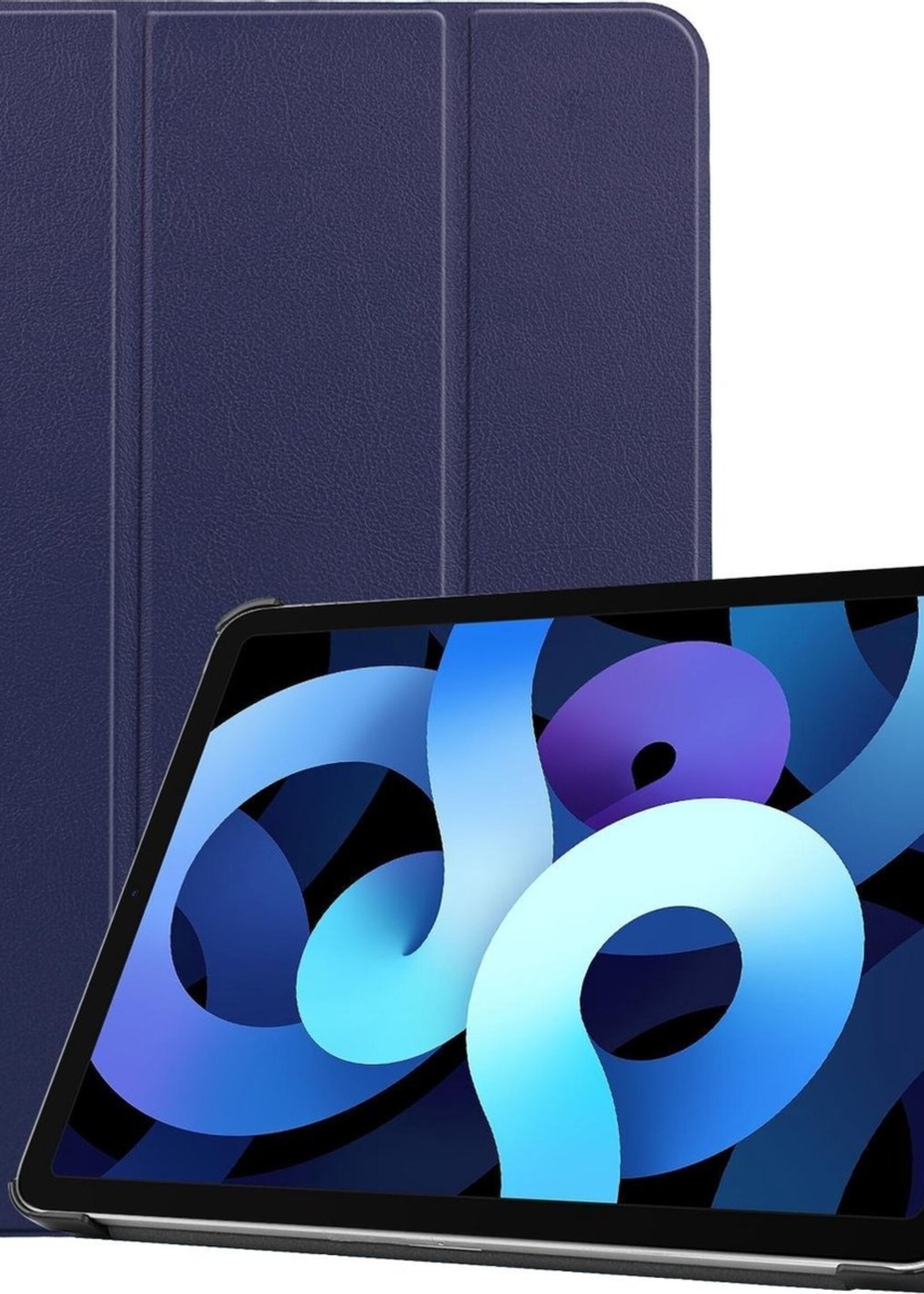 BTH Hoes Geschikt voor iPad Air 2020 Hoes Book Case Hoesje Trifold Cover - Hoesje Geschikt voor iPad Air 4 2020 Hoesje Bookcase - Blauw