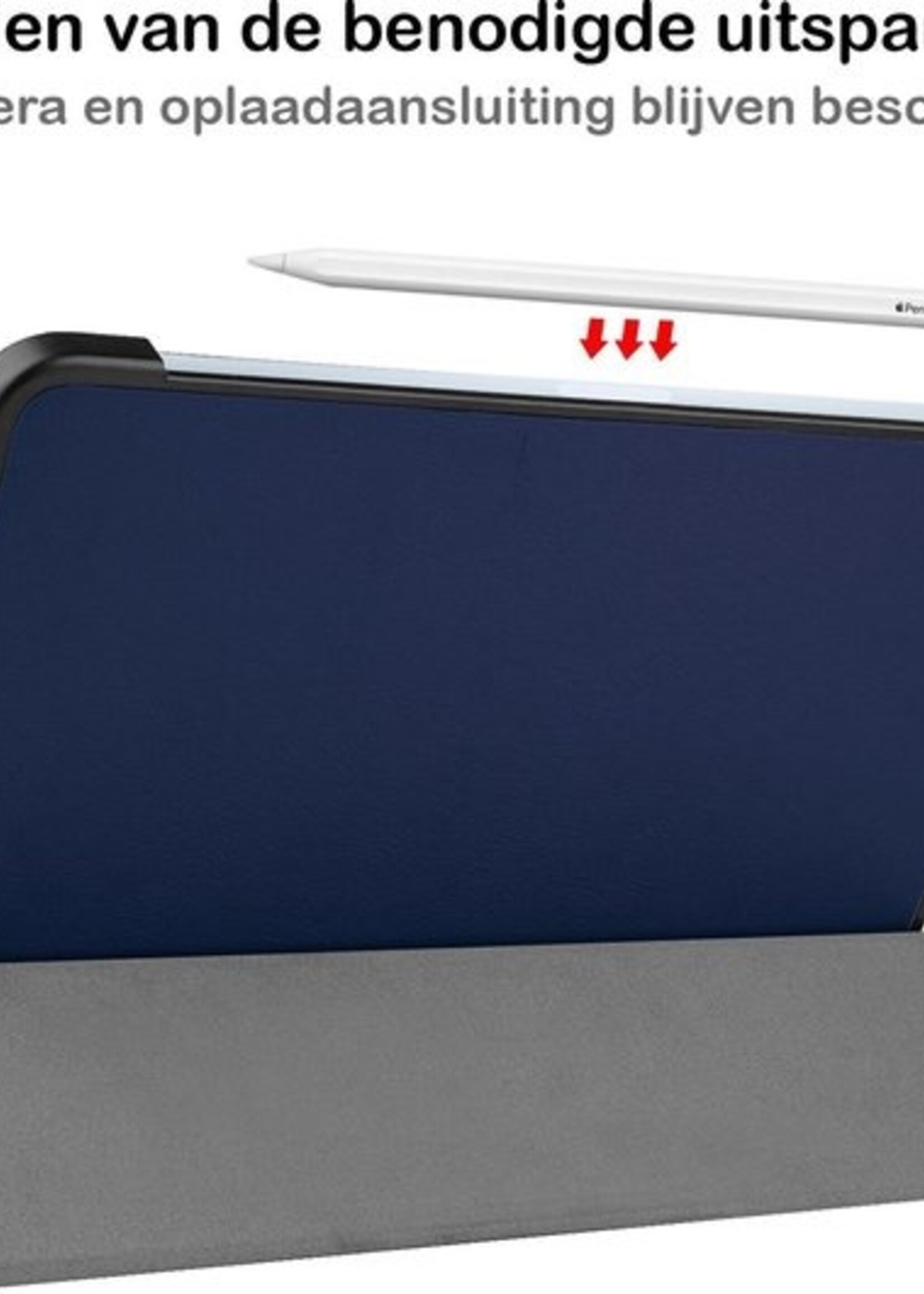 BTH Hoes Geschikt voor iPad Air 2020 Hoes Book Case Hoesje Trifold Cover - Hoesje Geschikt voor iPad Air 4 2020 Hoesje Bookcase - Blauw