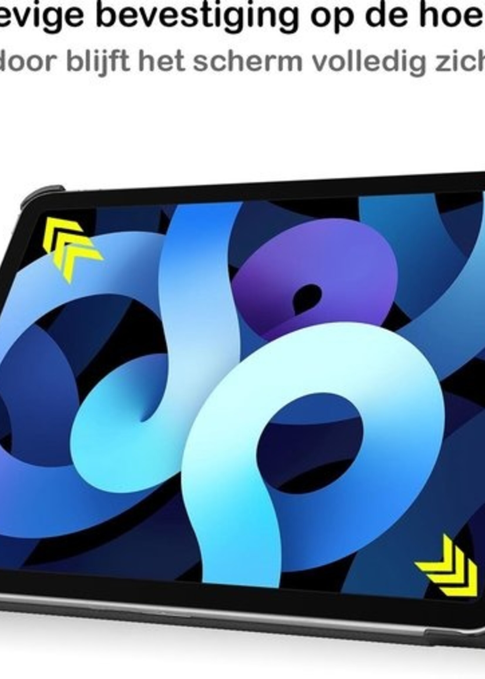 BTH Hoes Geschikt voor iPad Air 2020 Hoes Book Case Hoesje Trifold Cover - Hoesje Geschikt voor iPad Air 4 2020 Hoesje Bookcase - Blauw