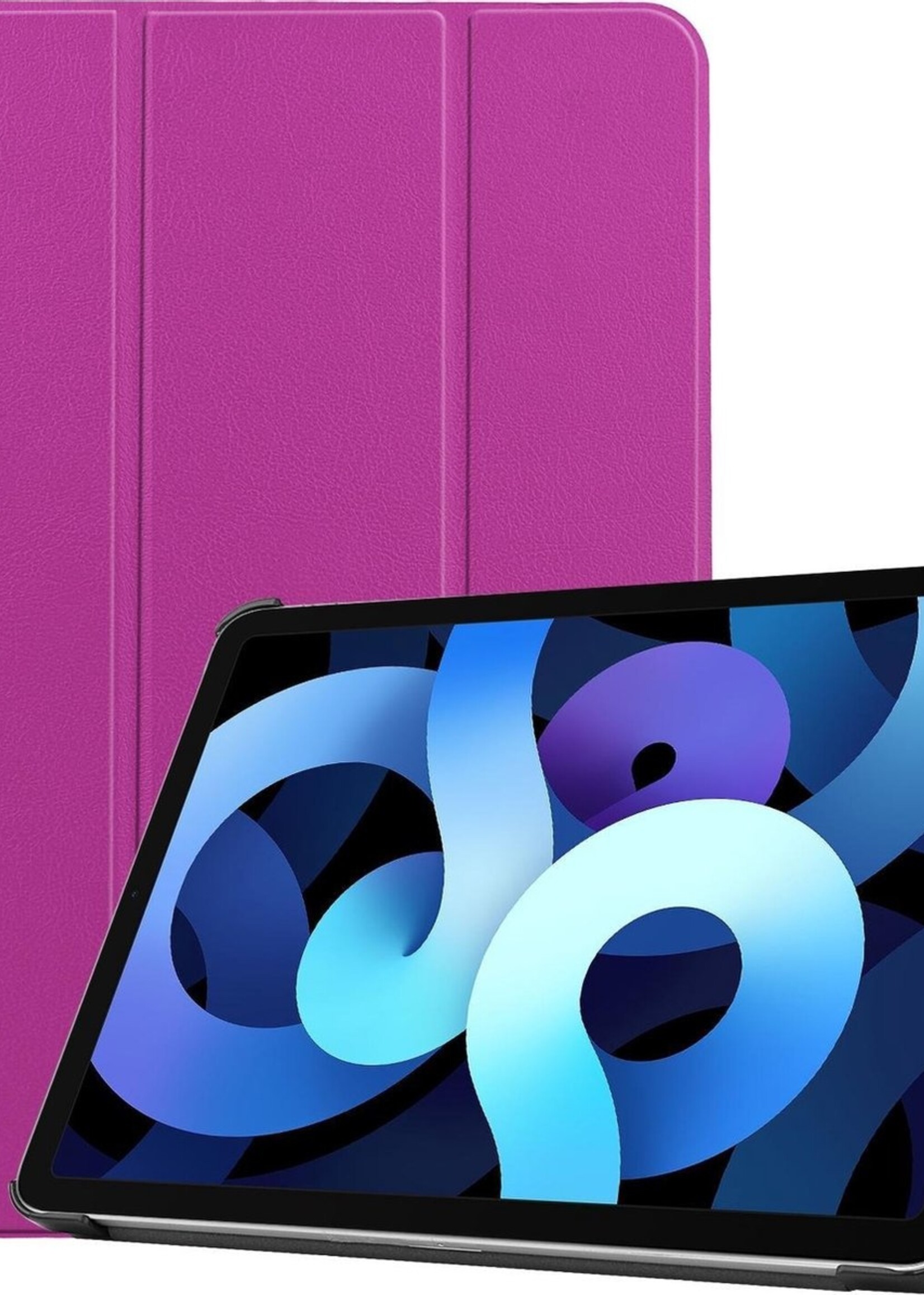 BTH Hoes Geschikt voor iPad Air 2020 Hoes Book Case Hoesje Trifold Cover - Hoesje Geschikt voor iPad Air 4 2020 Hoesje Bookcase - Paars