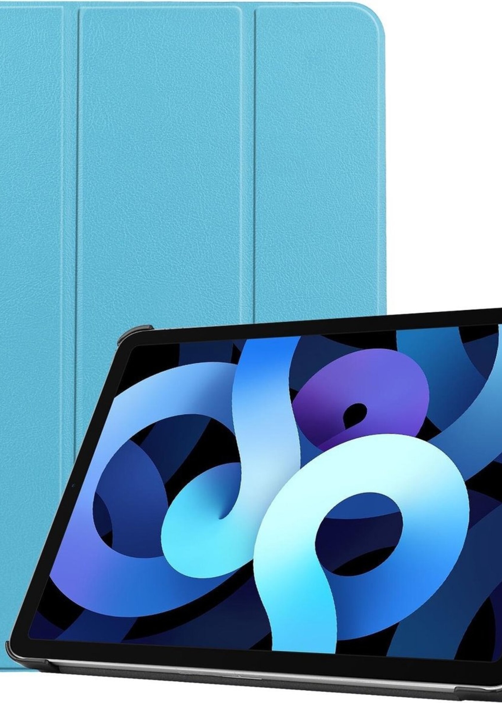 BTH Hoes Geschikt voor iPad Air 2020 Hoes Book Case Hoesje Trifold Cover - Hoesje Geschikt voor iPad Air 4 2020 Hoesje Bookcase - Blauw