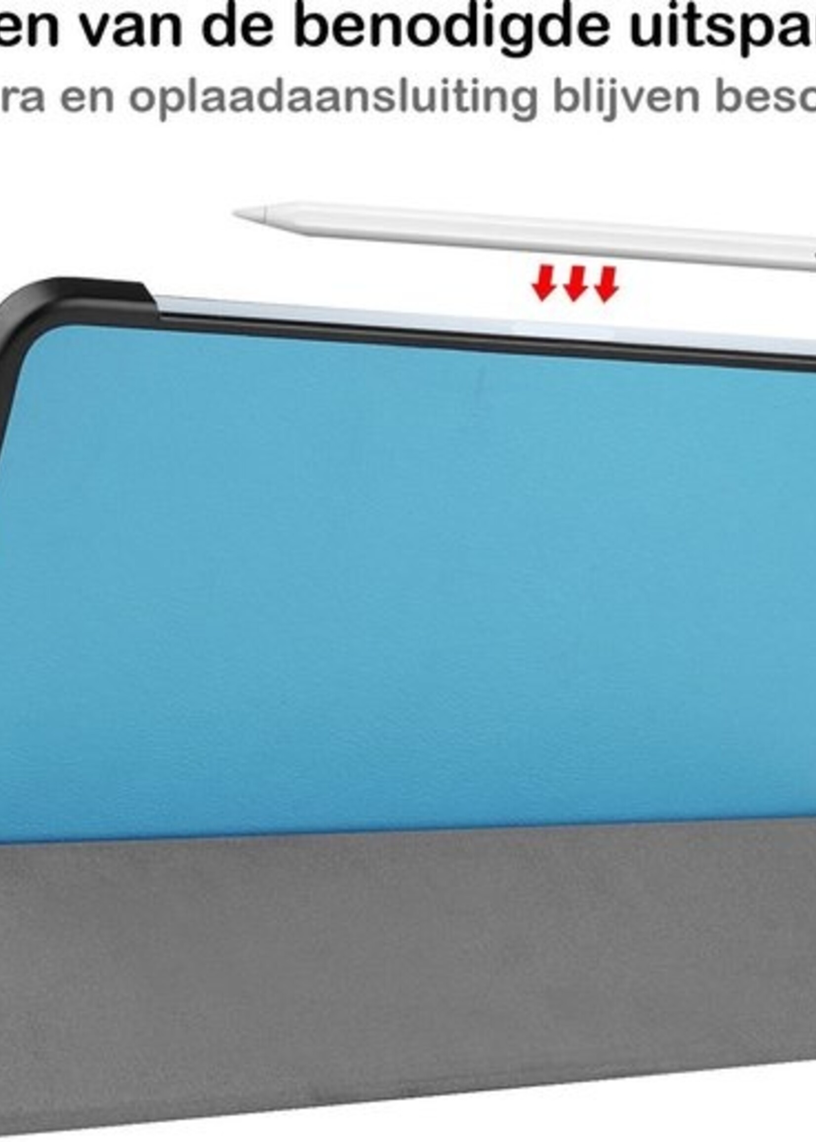 BTH Hoes Geschikt voor iPad Air 2020 Hoes Book Case Hoesje Trifold Cover - Hoesje Geschikt voor iPad Air 4 2020 Hoesje Bookcase - Blauw