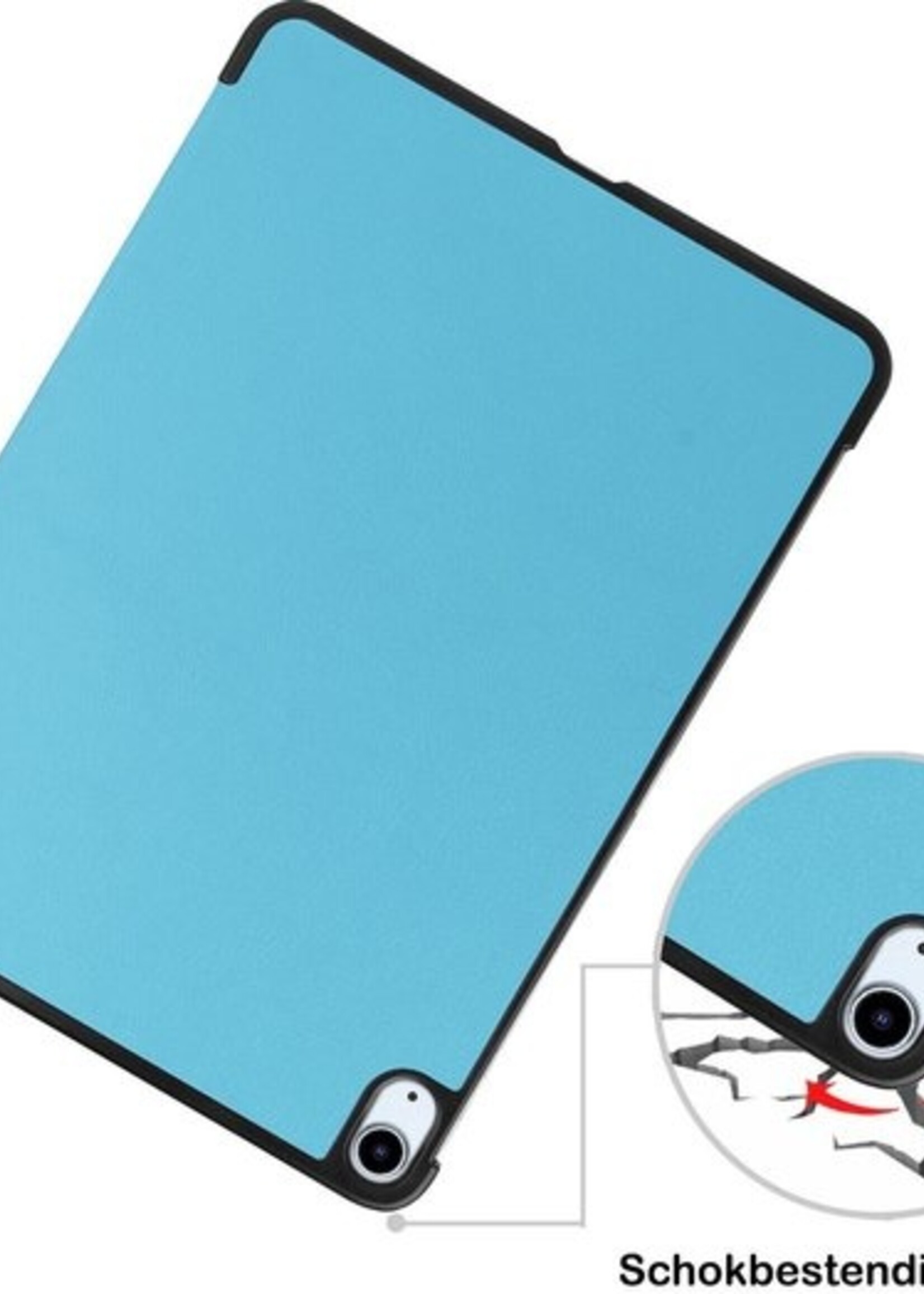 BTH Hoes Geschikt voor iPad Air 2020 Hoes Book Case Hoesje Trifold Cover - Hoesje Geschikt voor iPad Air 4 2020 Hoesje Bookcase - Blauw