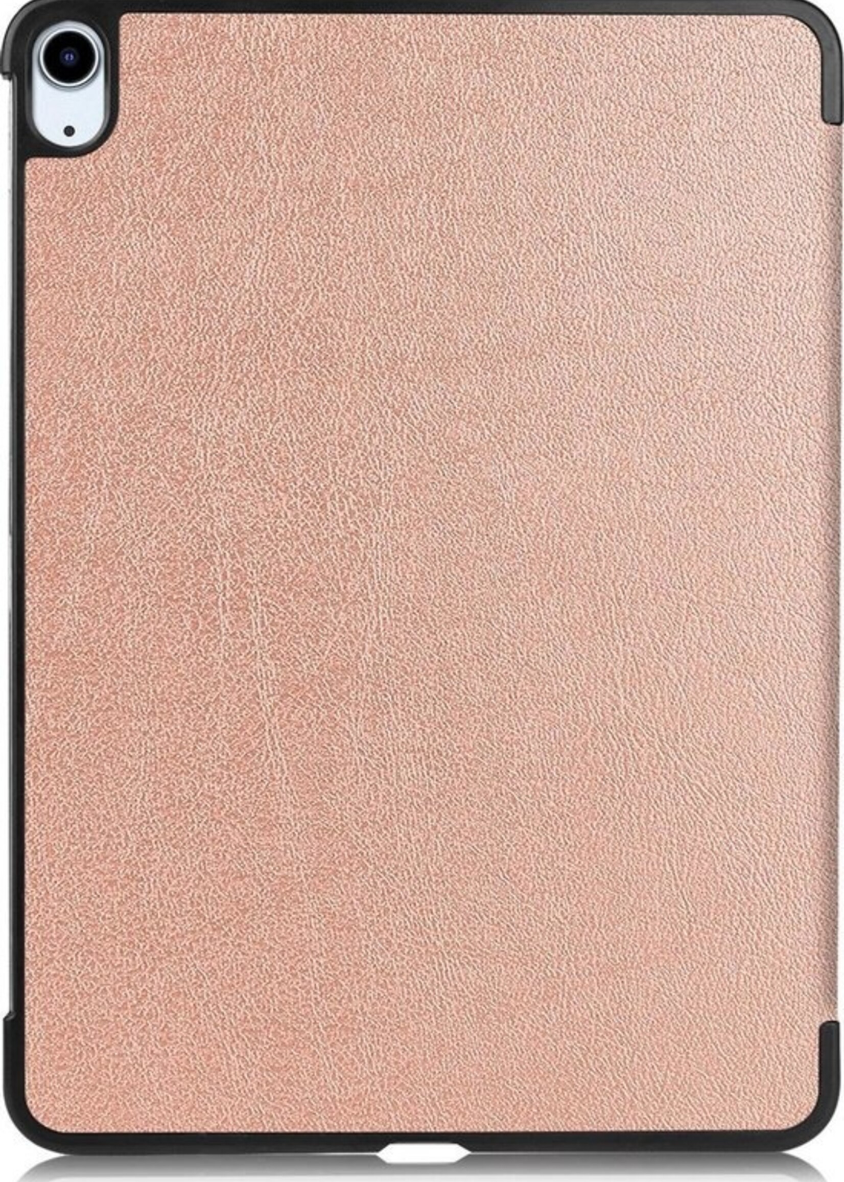 BTH Hoes Geschikt voor iPad Air 2020 Hoes Book Case Hoesje Trifold Cover - Hoesje Geschikt voor iPad Air 4 2020 Hoesje Bookcase - Rosé goud