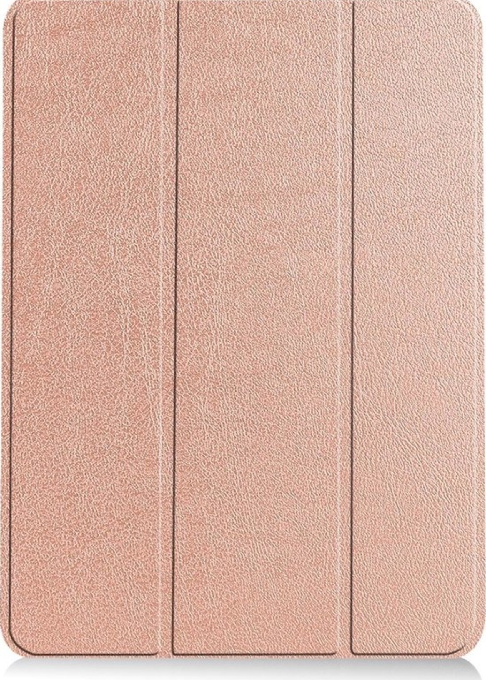 BTH Hoes Geschikt voor iPad Air 2020 Hoes Book Case Hoesje Trifold Cover - Hoesje Geschikt voor iPad Air 4 2020 Hoesje Bookcase - Rosé goud