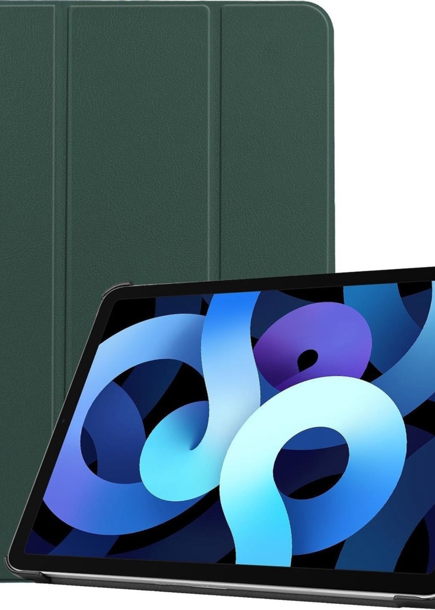 BTH Hoes Geschikt voor iPad Air 2020 Hoes Book Case Hoesje Trifold Cover - Hoesje Geschikt voor iPad Air 4 2020 Hoesje Bookcase - Groen