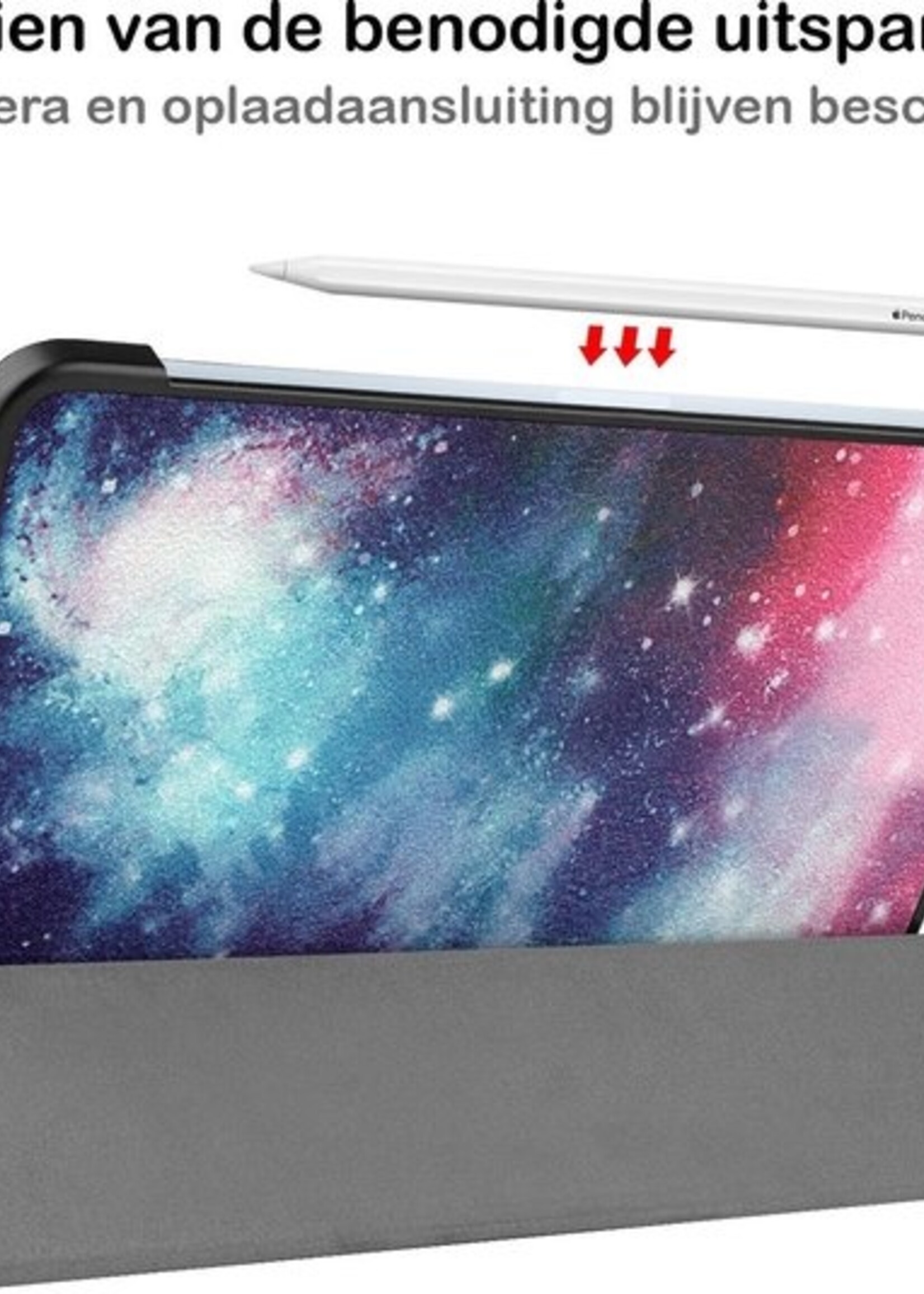 BTH Hoes Geschikt voor iPad Air 2020 Hoes Book Case Hoesje Trifold Cover - Hoesje Geschikt voor iPad Air 4 2020 Hoesje Bookcase - Galaxy