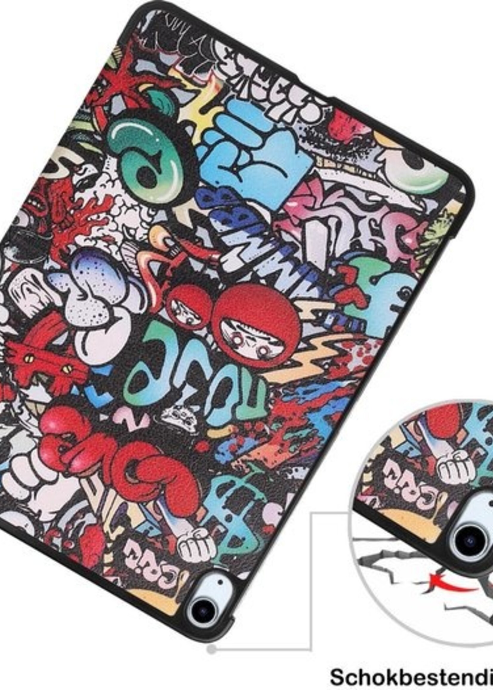 BTH Hoes Geschikt voor iPad Air 2020 Hoes Book Case Hoesje Trifold Cover - Hoesje Geschikt voor iPad Air 4 2020 Hoesje Bookcase - Graffity
