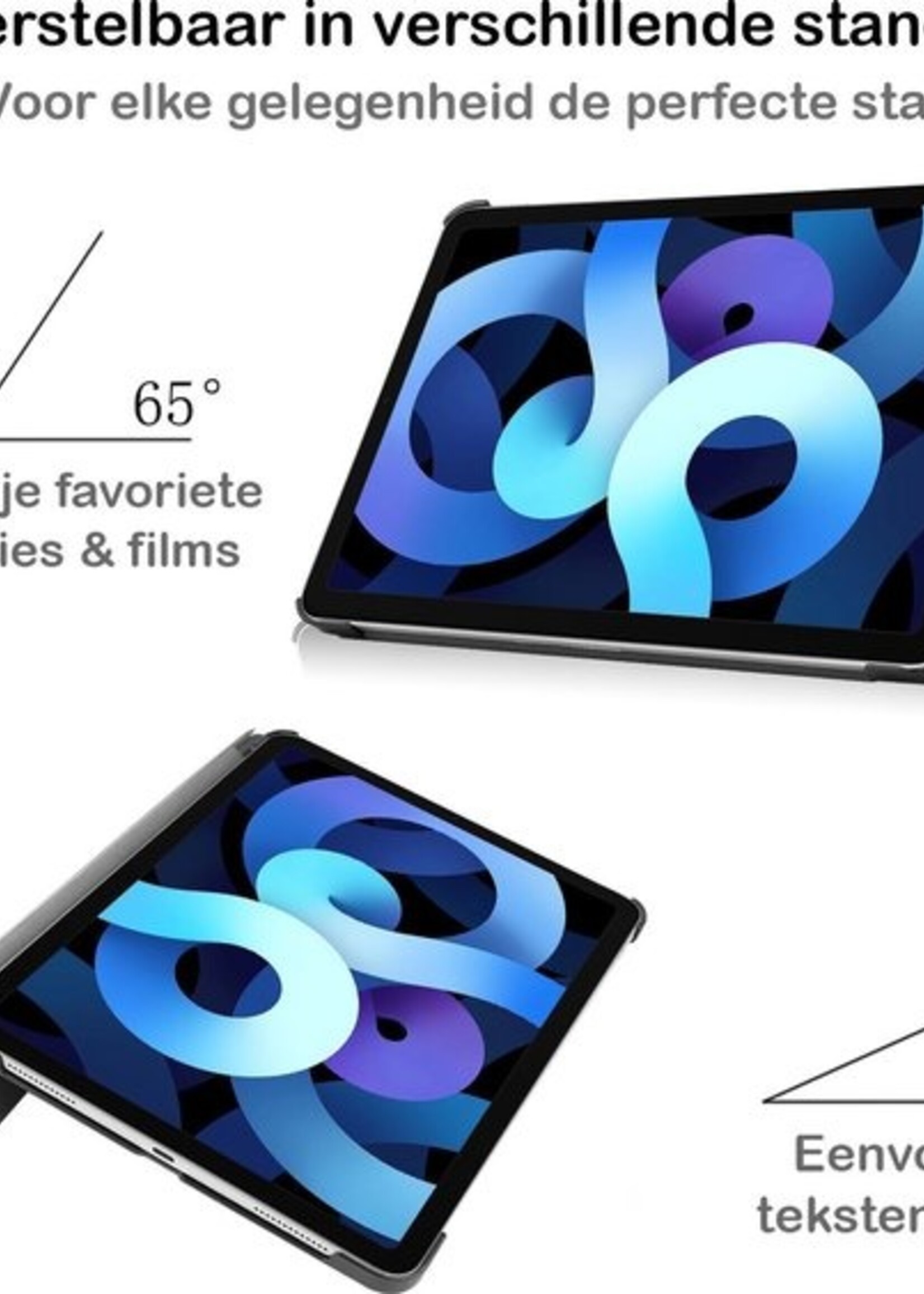 BTH Hoes Geschikt voor iPad Air 2020 Hoes Book Case Hoesje Trifold Cover - Hoesje Geschikt voor iPad Air 4 2020 Hoesje Bookcase - Eiffeltoren